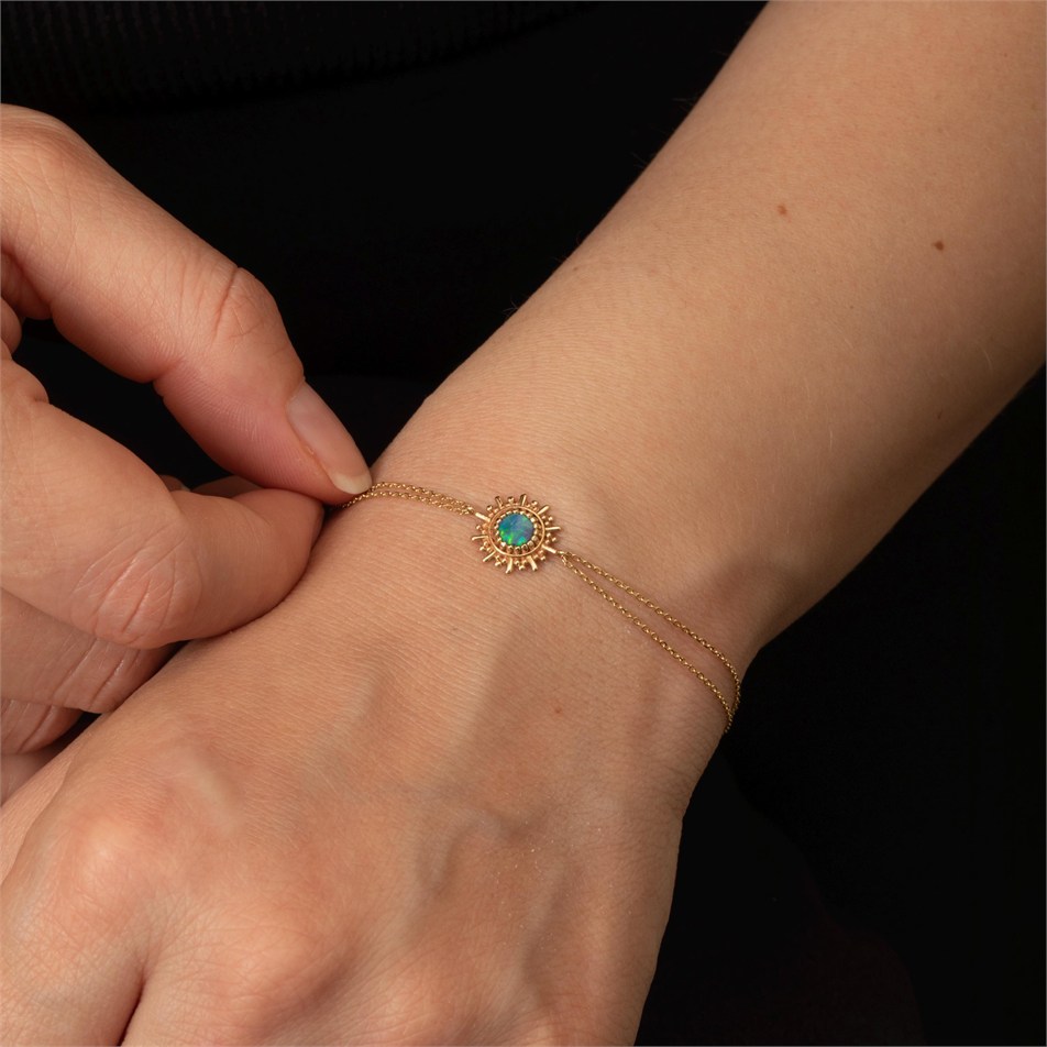 Güneş İlhamlı Opal Altın Bileklik