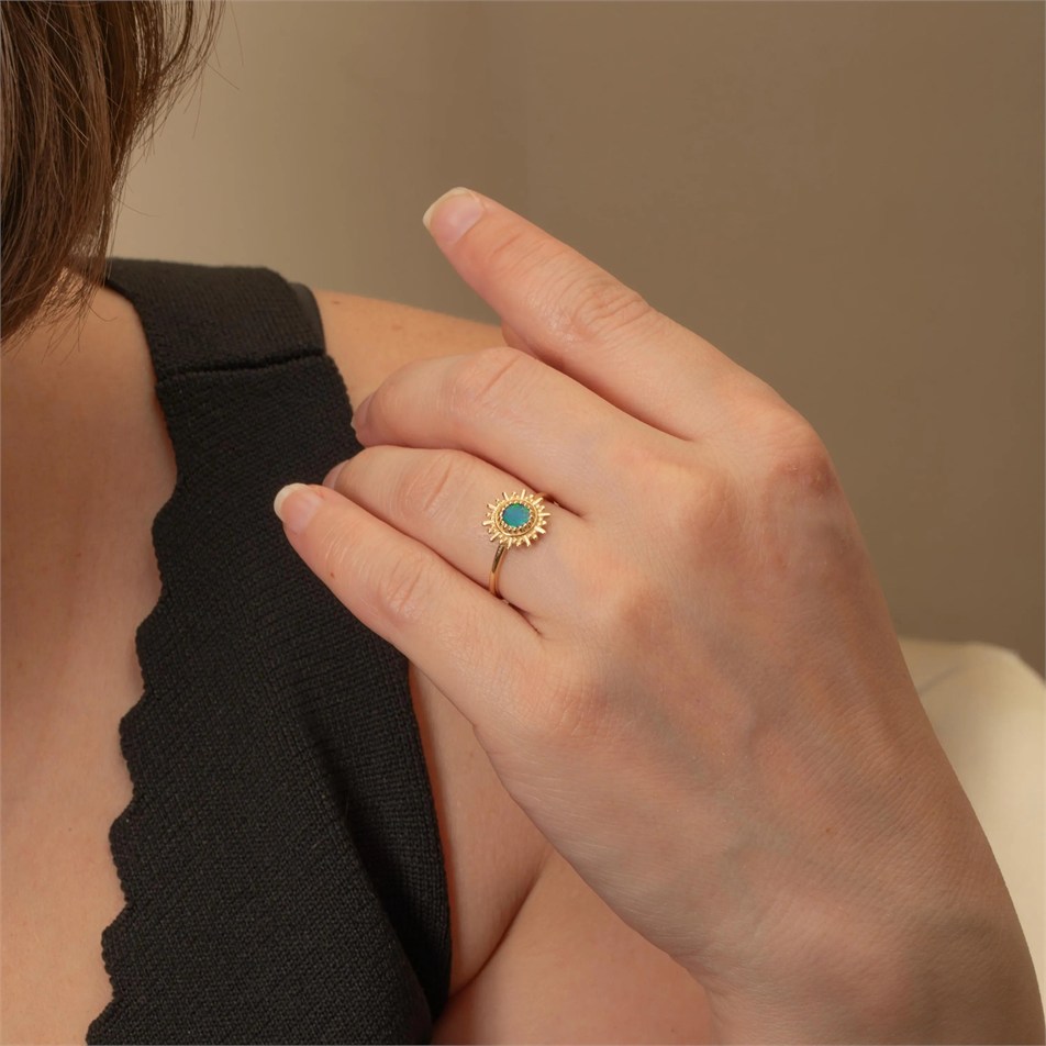 Radiant Sun Opal Solid Gold Ring