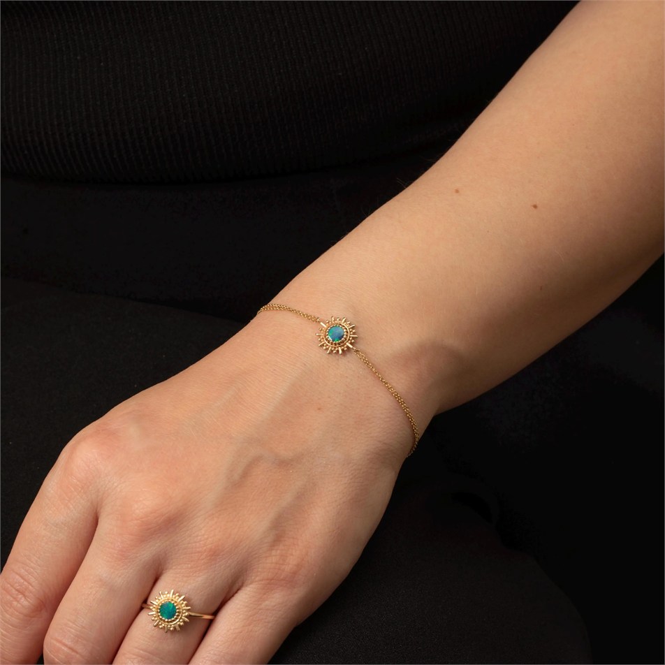 Radiant Sun Opal Solid Gold Ring