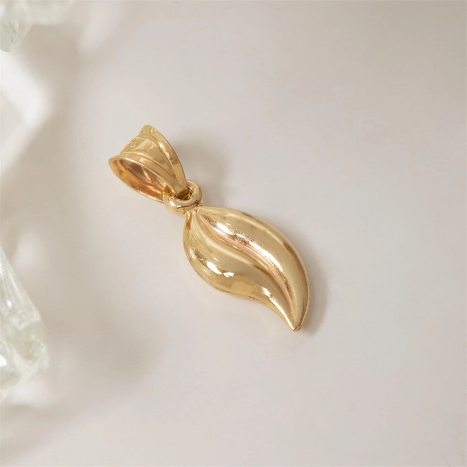 Coffee Bean Solid Gold Necklace