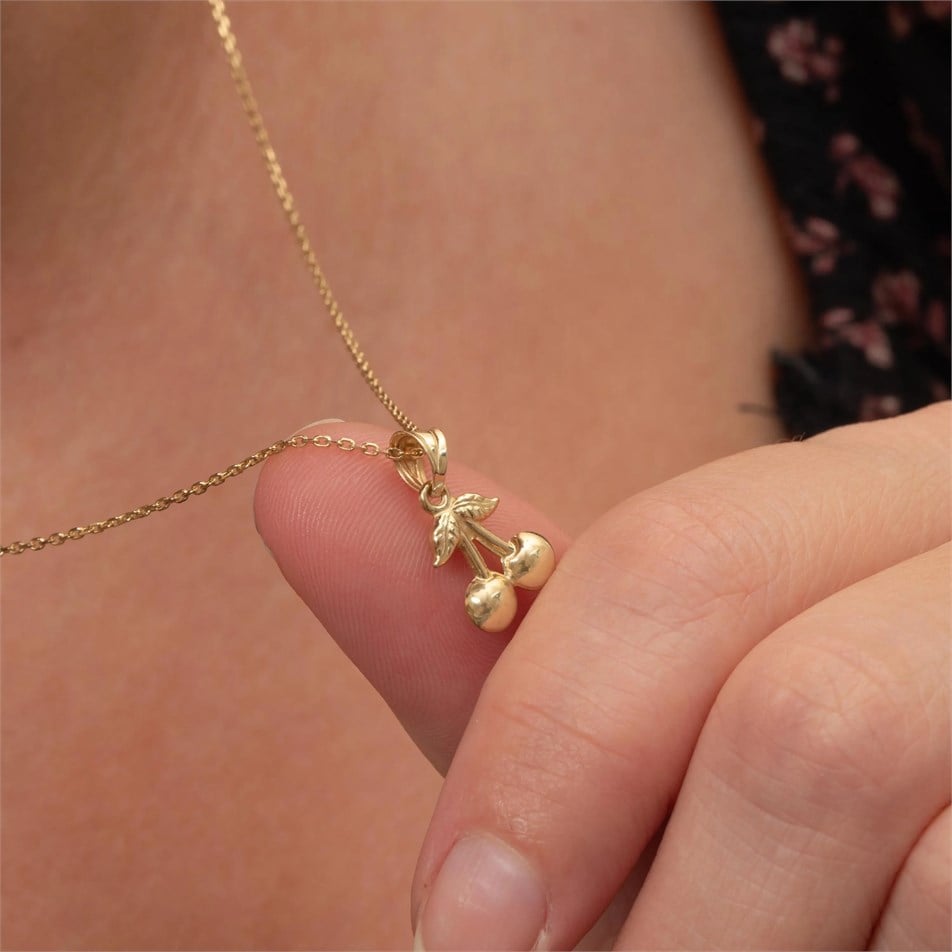 Sweet Cherry Solid Gold Necklace