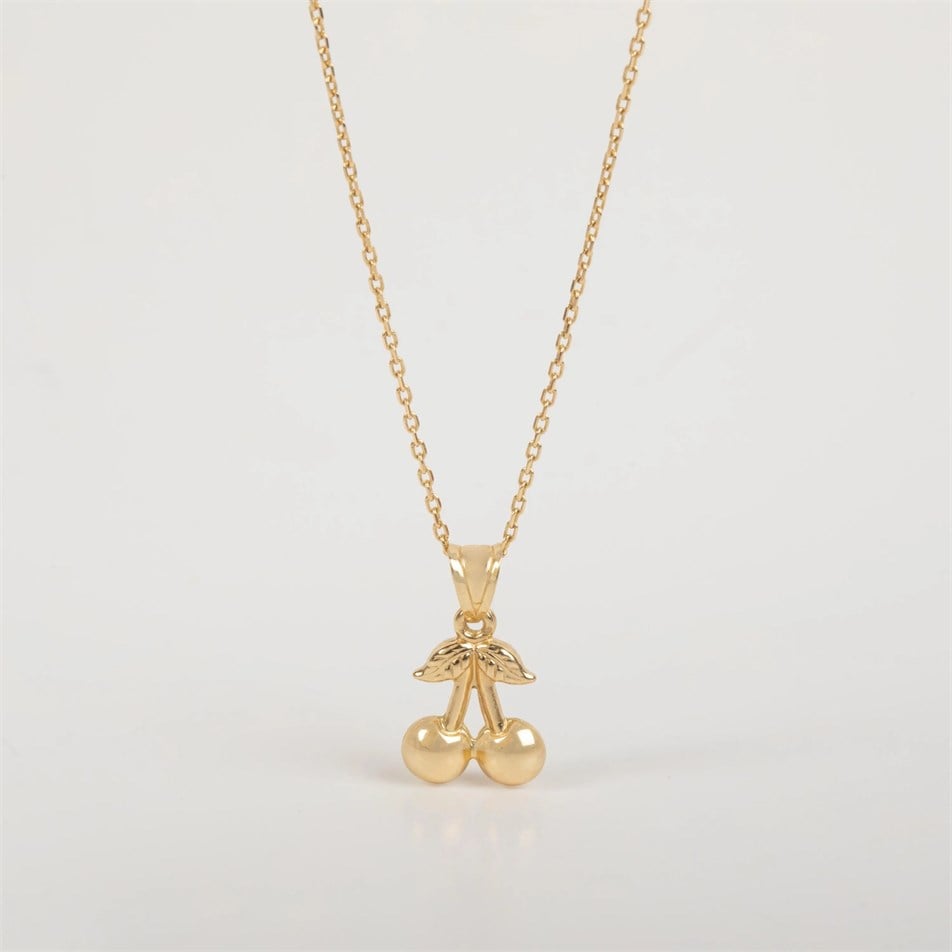 Sweet Cherry Solid Gold Necklace