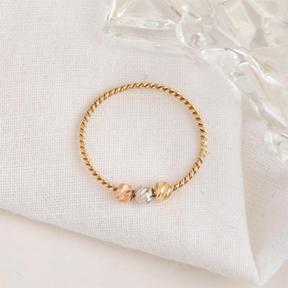 Twisted Gold Bead Ring