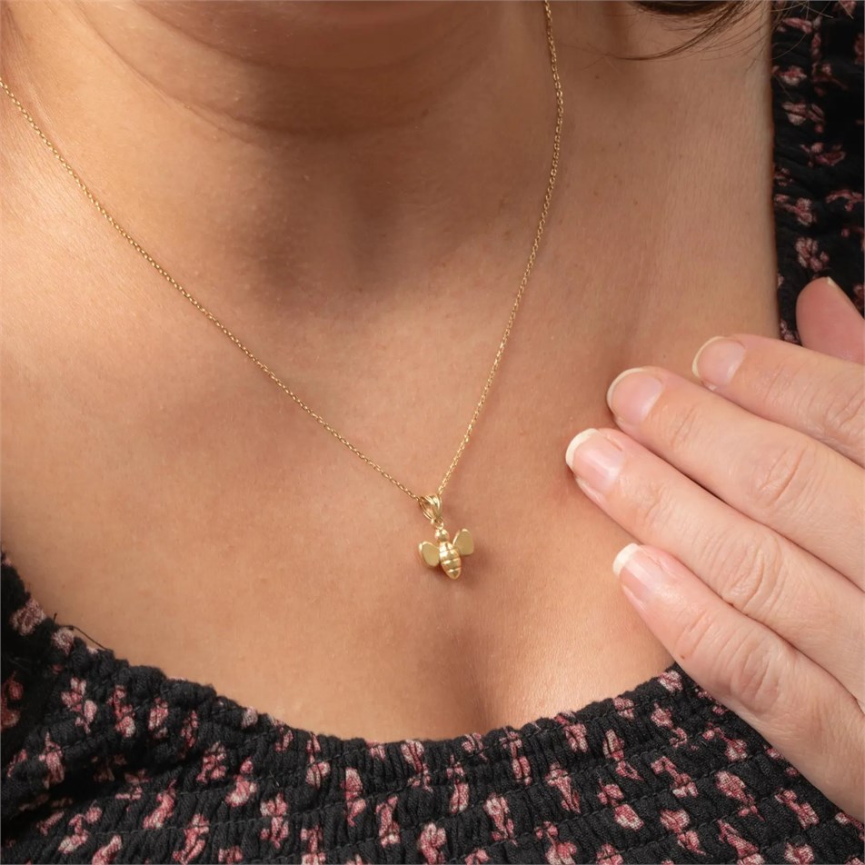 Cute Bee Solid Gold Necklace