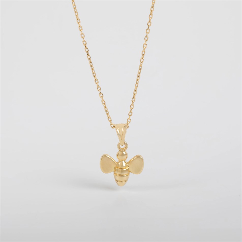 Cute Bee Solid Gold Necklace