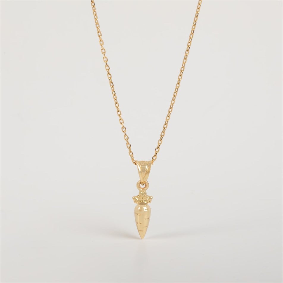 Cute Carrot Solid Gold Necklace 