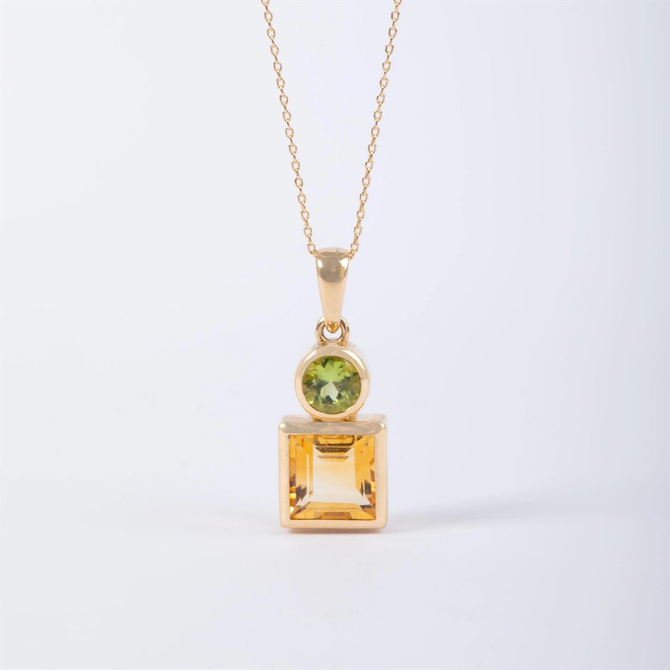 Citrine & Peridot Gold Necklace