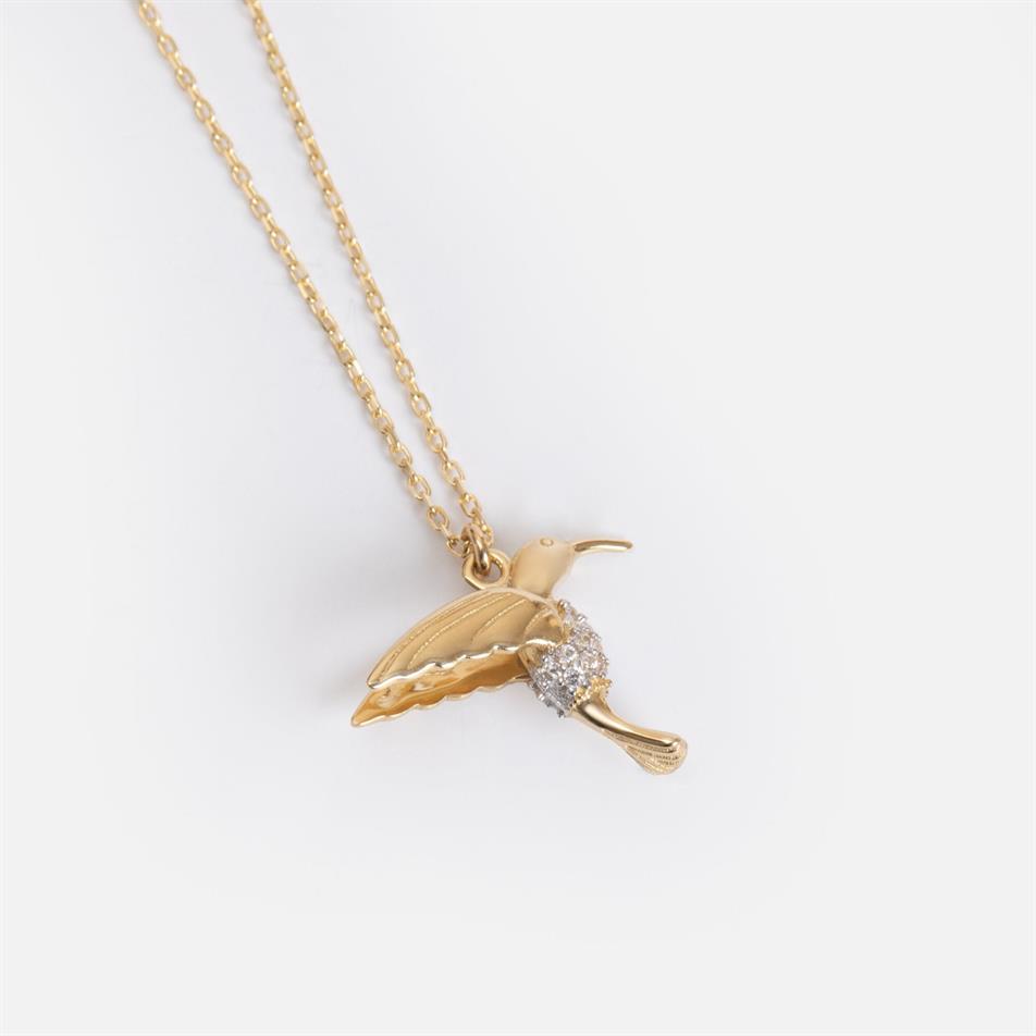 Solid Gold Hummingbird Necklace