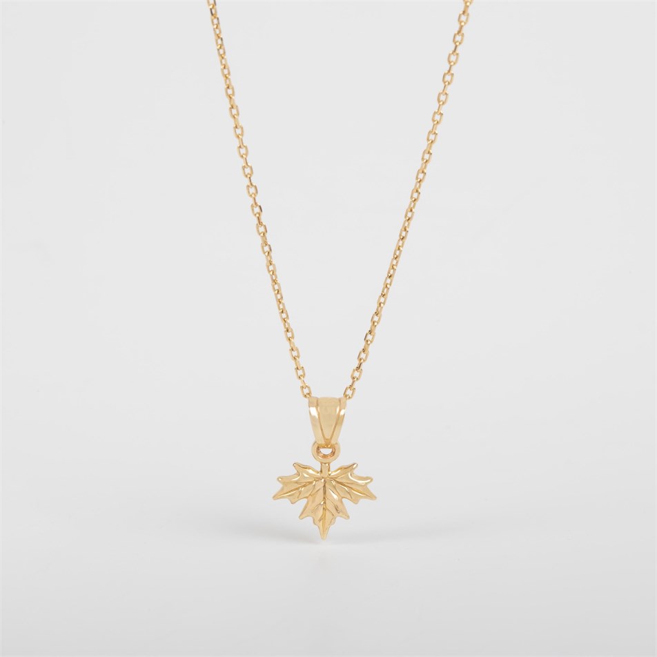 Maple Leaf Solid Gold Necklace