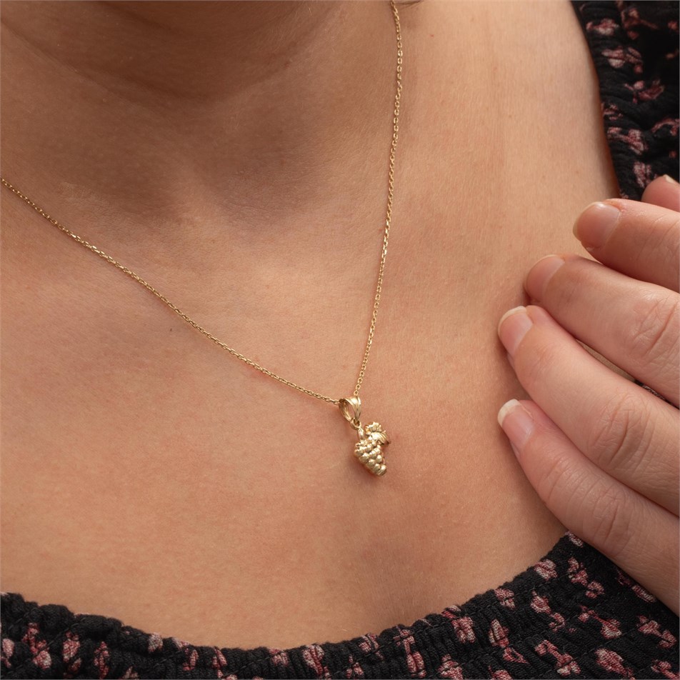 Grape Cluster Solid Gold Necklace 