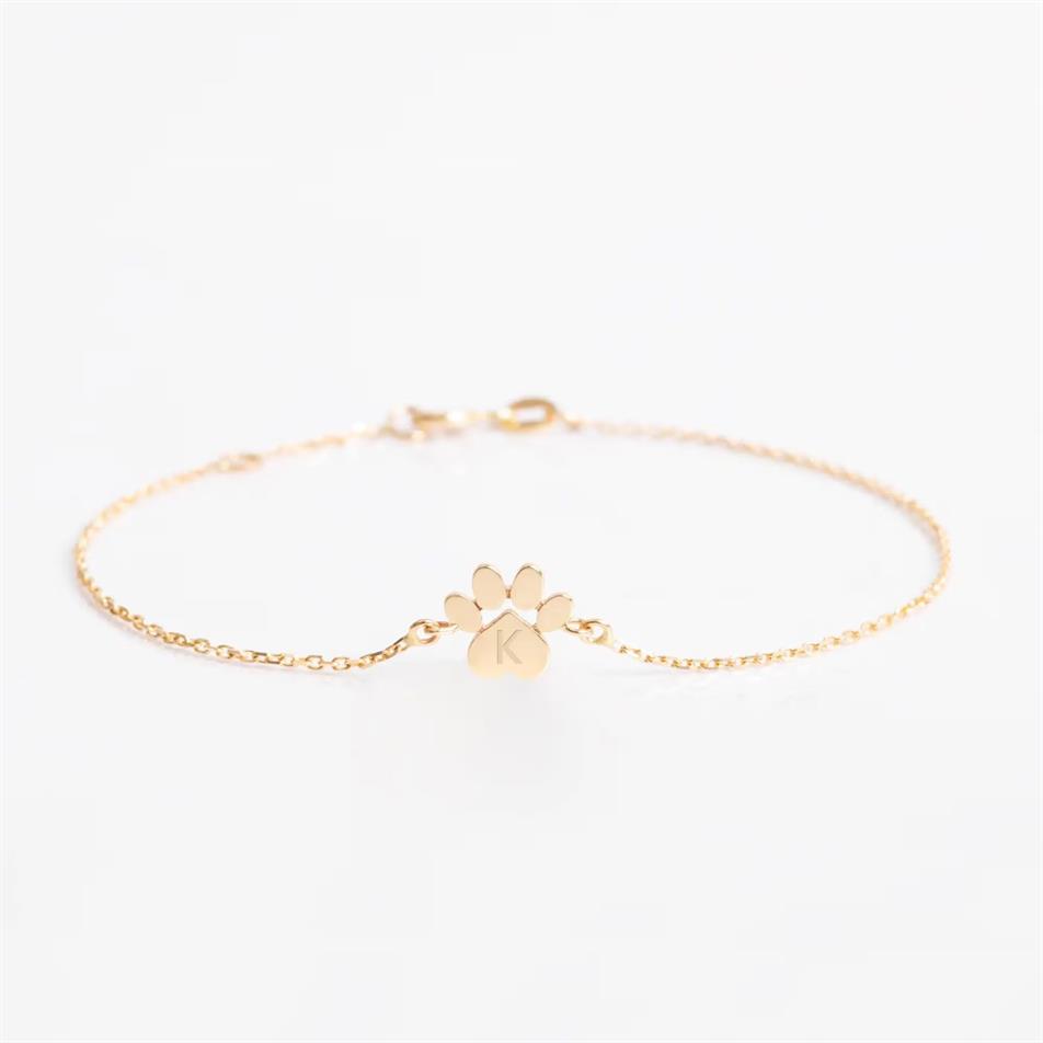 Custom Gold Paw Print Bracelet