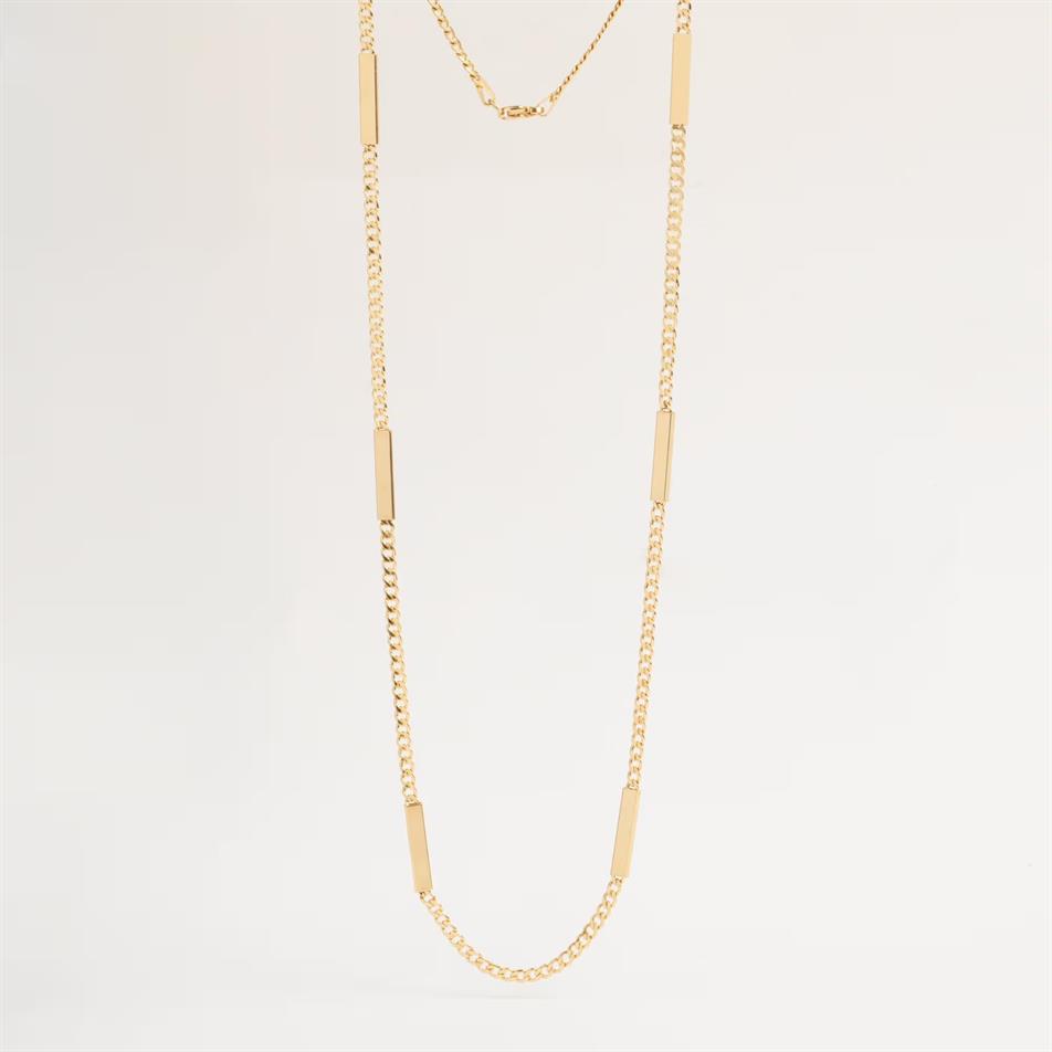 Custom Engraved Gold Chain Bar Necklace