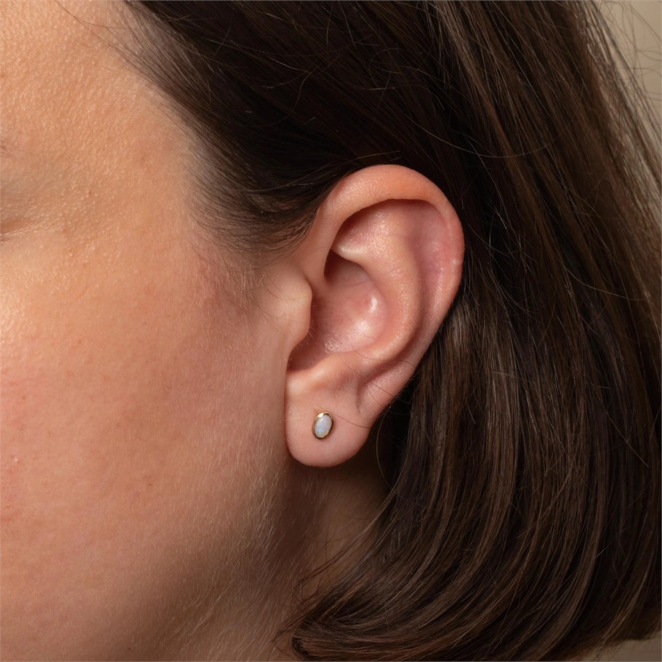 Timeless Oval Opal Solid Gold Earrings