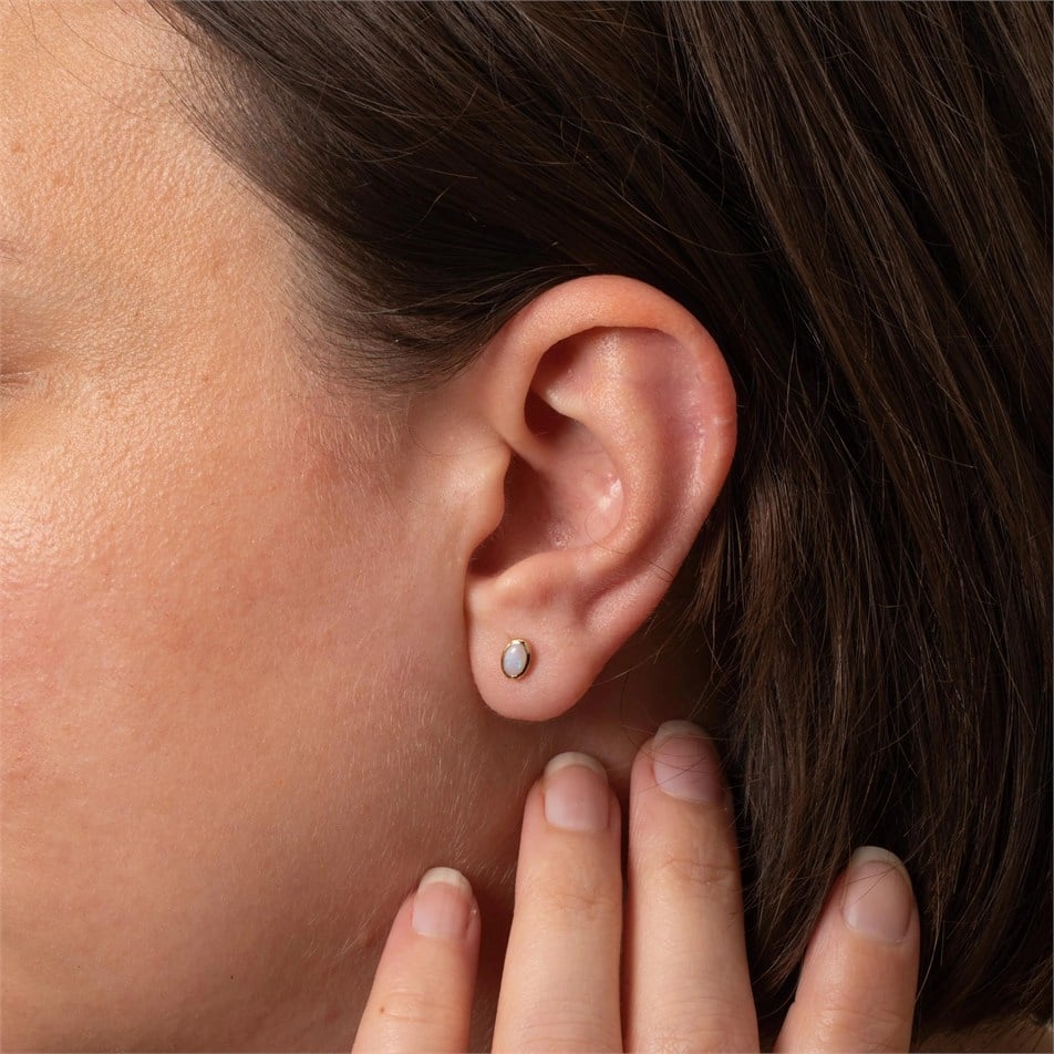 Timeless Oval Opal Solid Gold Earrings