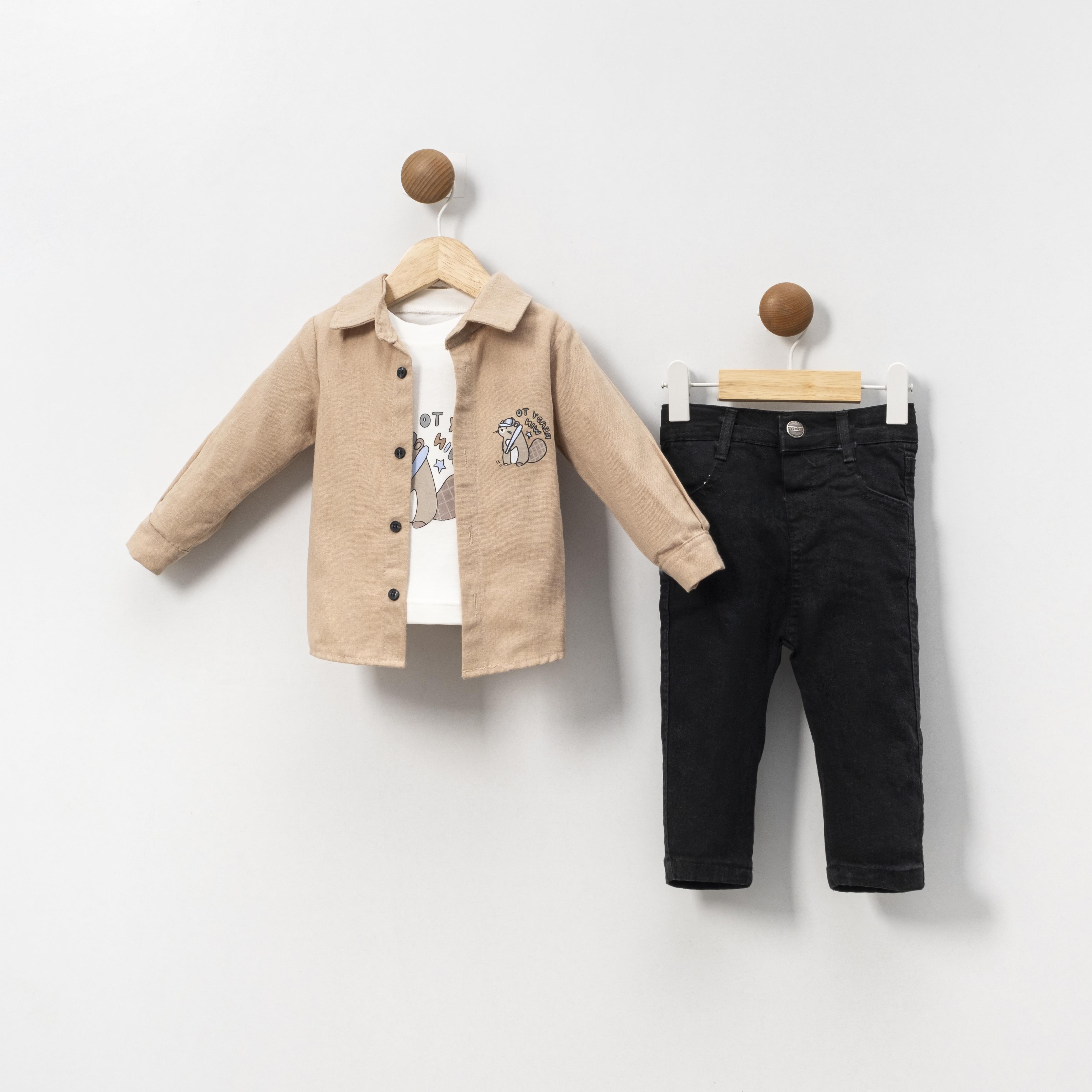 BEBEDEXS KÖSTEBEK BASKILI ERKEK BEBEK 3 LÜ TAKIM 6-24 AY