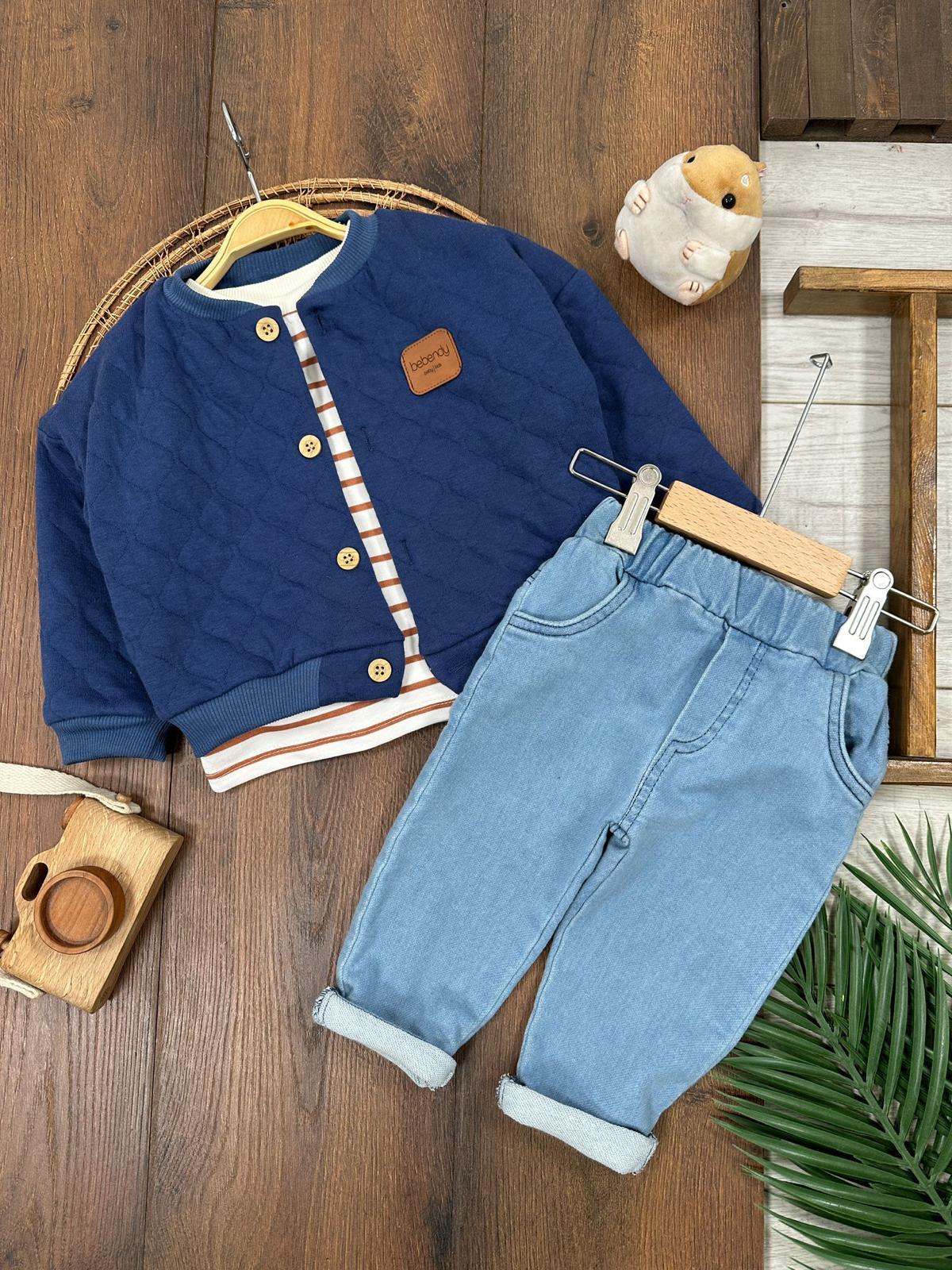 BEBENDY KAPİTONE KOTLU ERKEK BEBEK 3 LÜ TAKIM