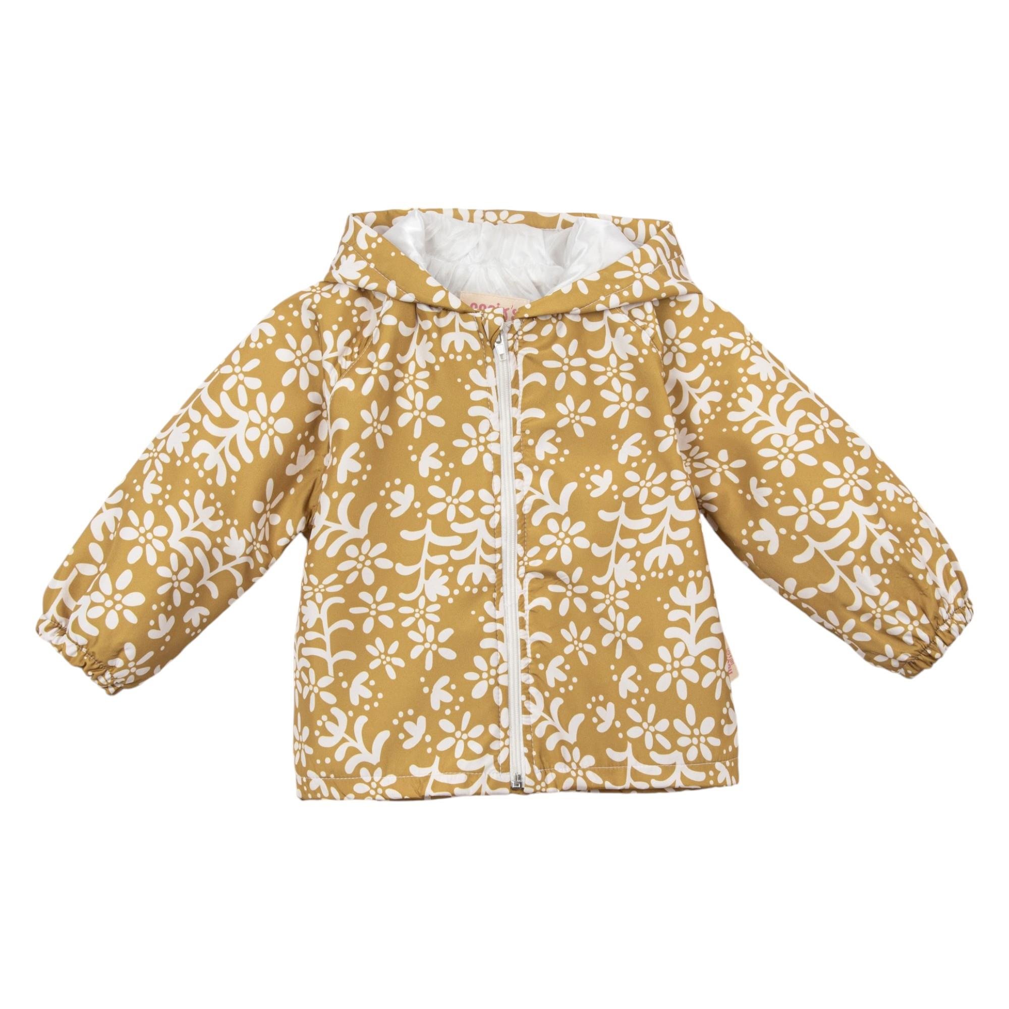 Çiçekli Desenli Kız Çocuk Yağmurluk