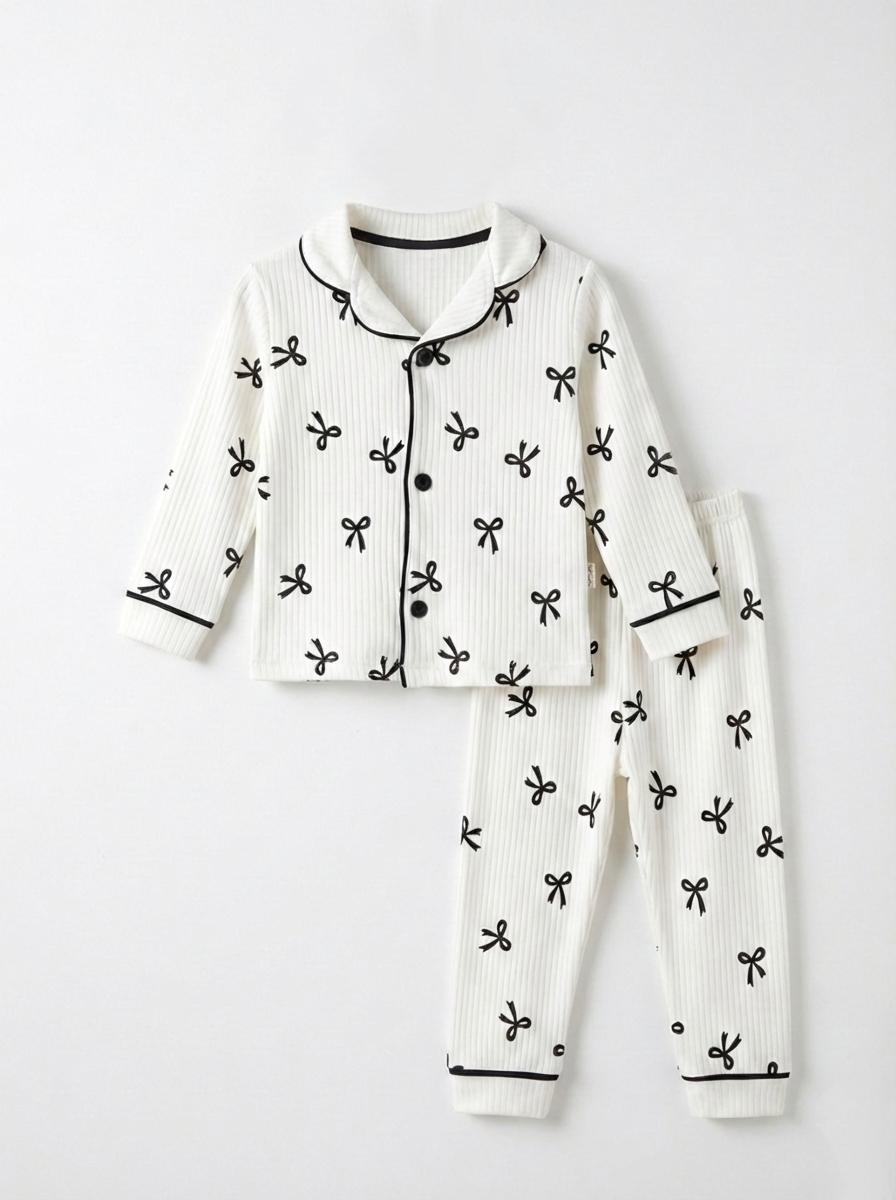 DOLAŞ KİDS KURDELA BASKILI KIZ BEBEK PİJAMA TAKIMI