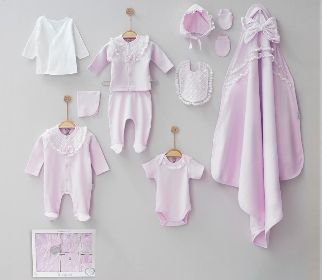 MİNİ CAYZEN DANTELLİ KIZ BEBEK 10 LU HASTANE ÇIKIŞ SETİ