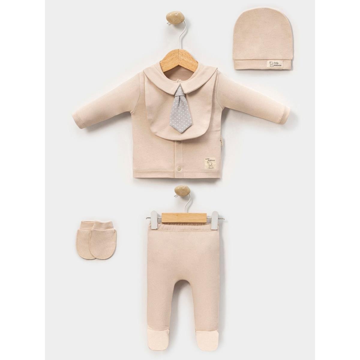 MİNİ CAYZEN KRAVATLI ERKEK 5 Lİ HASTANE ÇIKIŞ SETİ