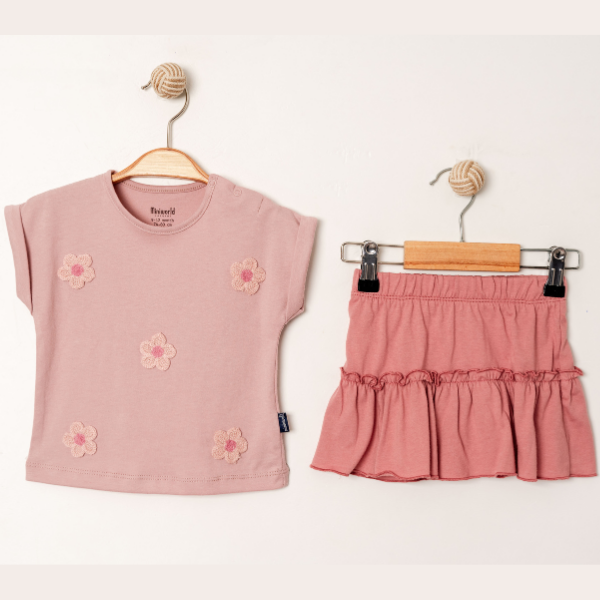 MİNİ WORLD BRODE ÇİÇEKLİ ETEKLİ TAKIM