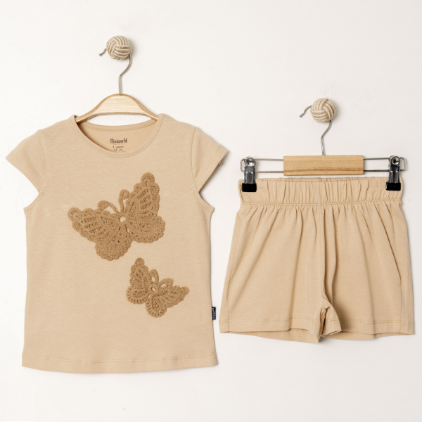 MİNİ WORLD BRODE KELEBEKLİ ŞORTLU TAKIM