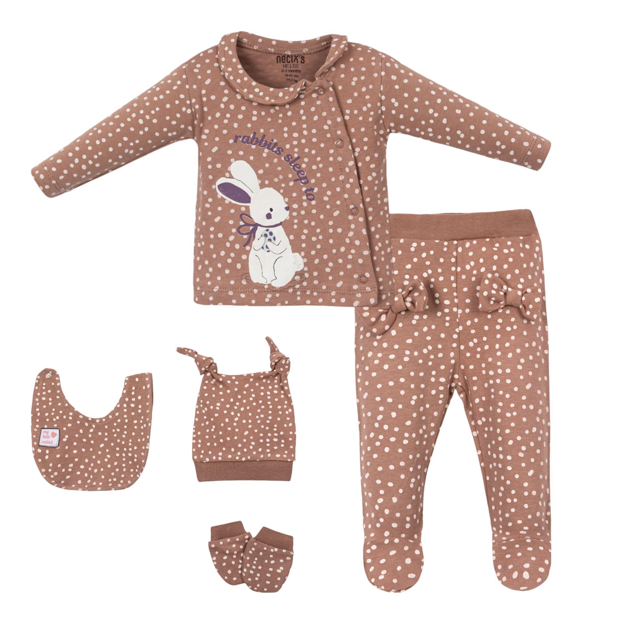 Rabbits Özgün Kız Bebek Hastane Çıkışı Beşli Set