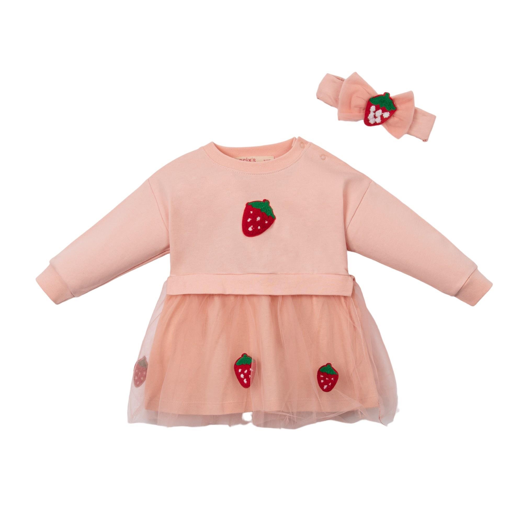 Santa Cruz Çilek Temalı Kız Bebek Elbise