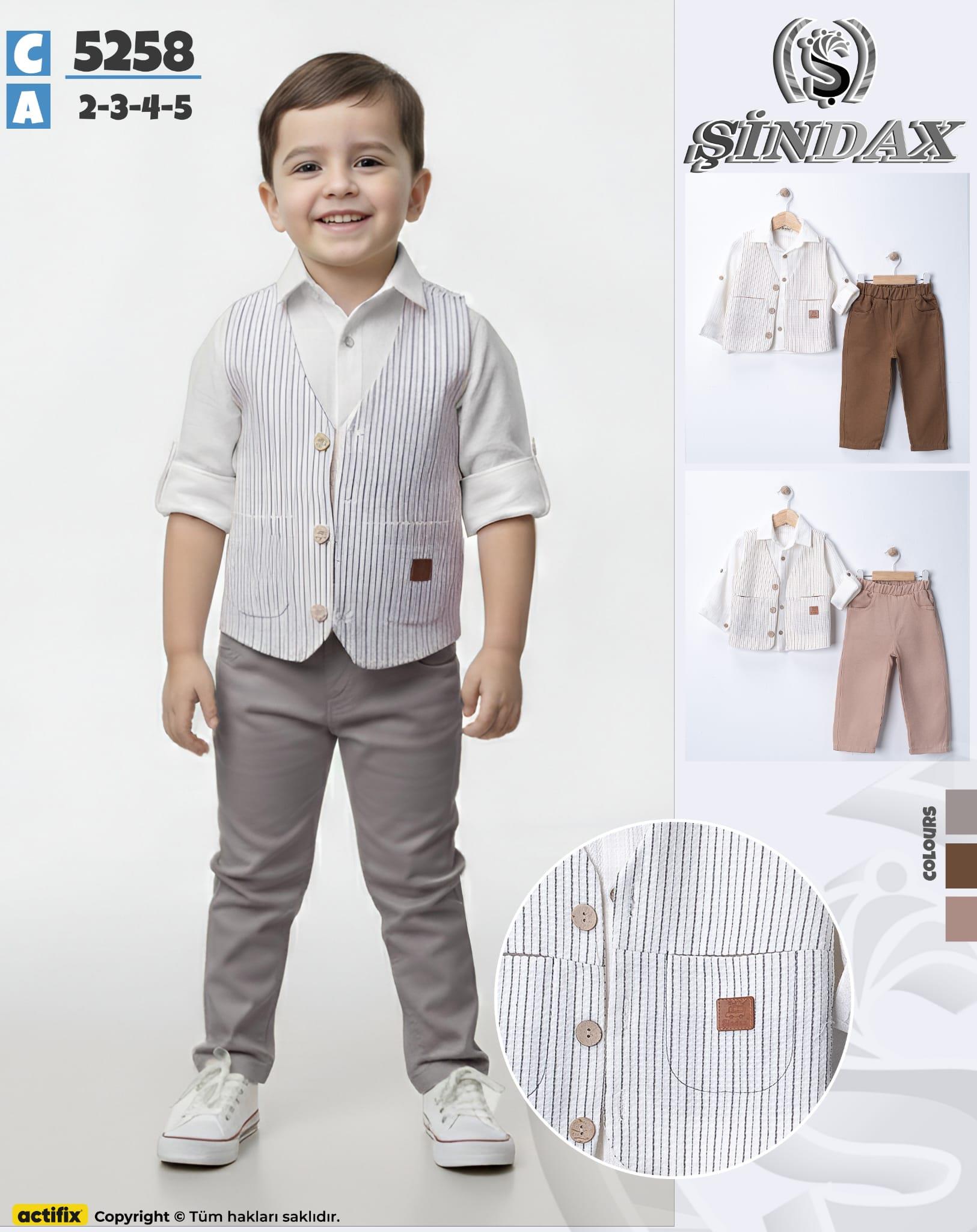 ŞİNDAX BEBE GÖMLEKLİ YELEKLİ 3 LÜ TAKIM 2-6 YAŞ