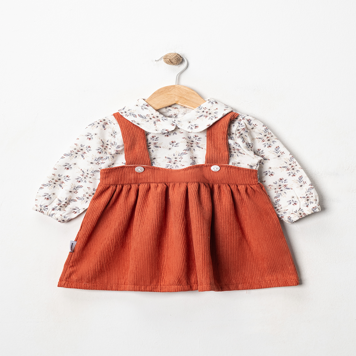 BEBEDEXS ÇİÇEKLİ BASKILI KIZ BEBEK KADİFE  ELBİSE