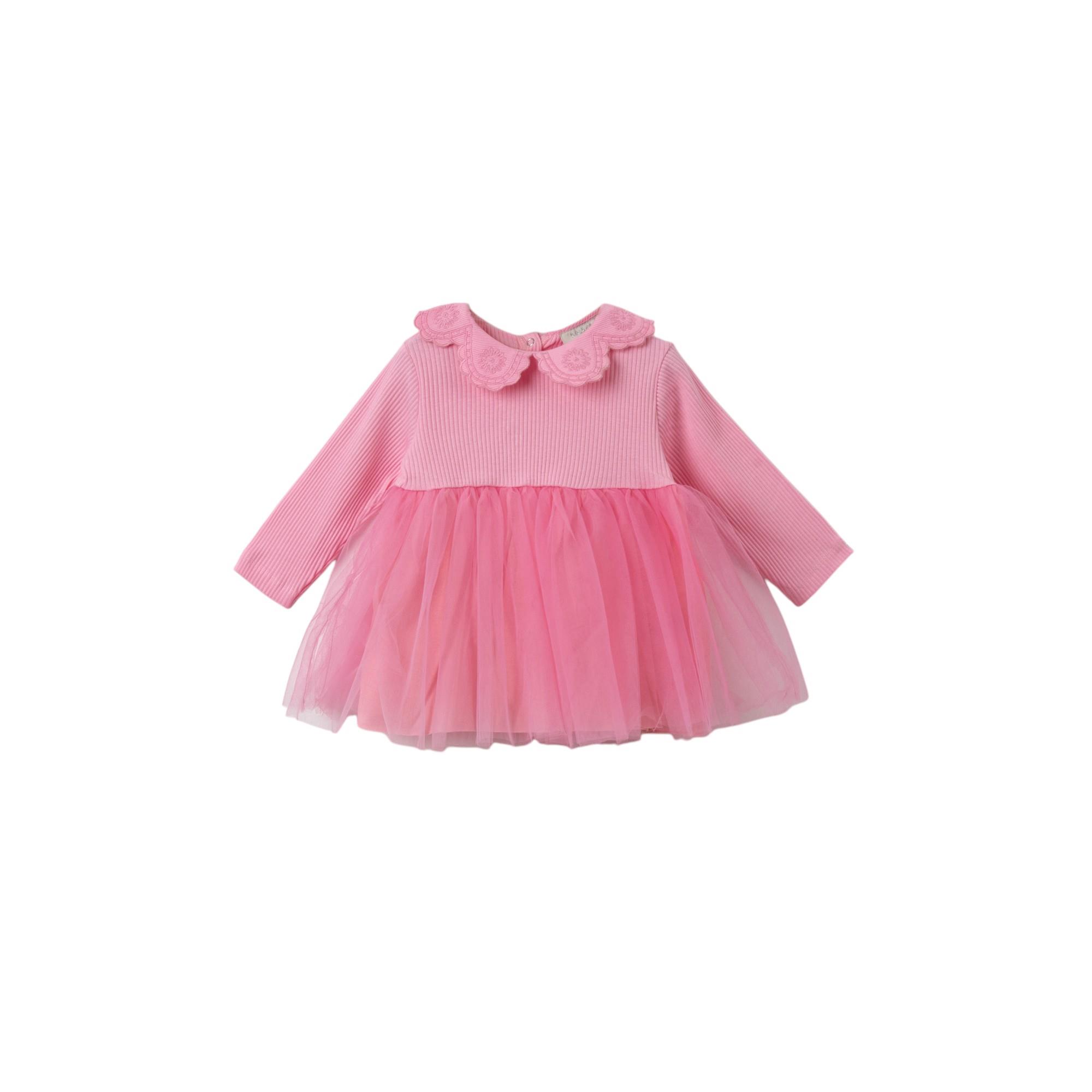 Brode Yakalı Tütülü Bebek Elbise