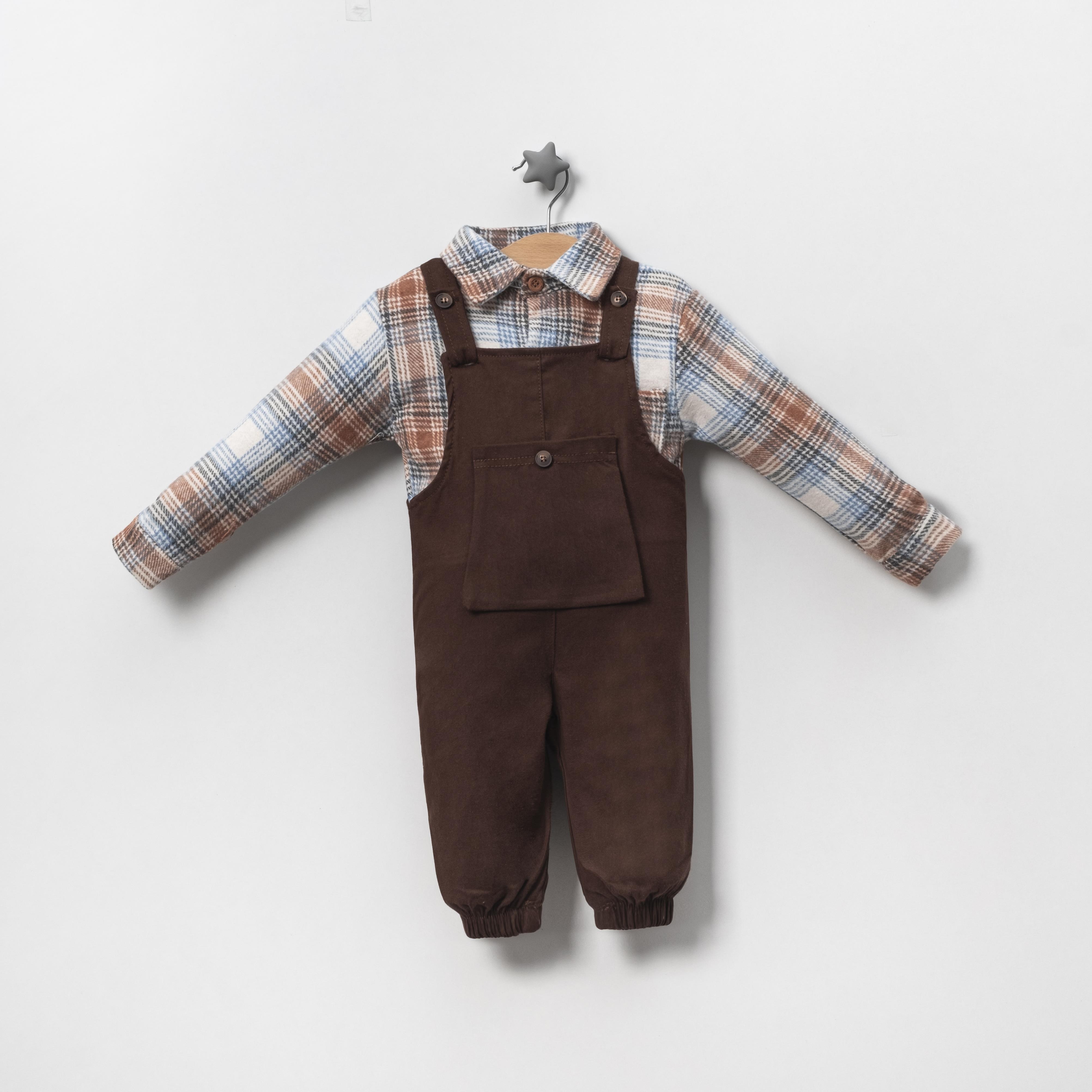 Childona Oduncu Gömlekli Salopetli Erkek Bebek İkili Takım
