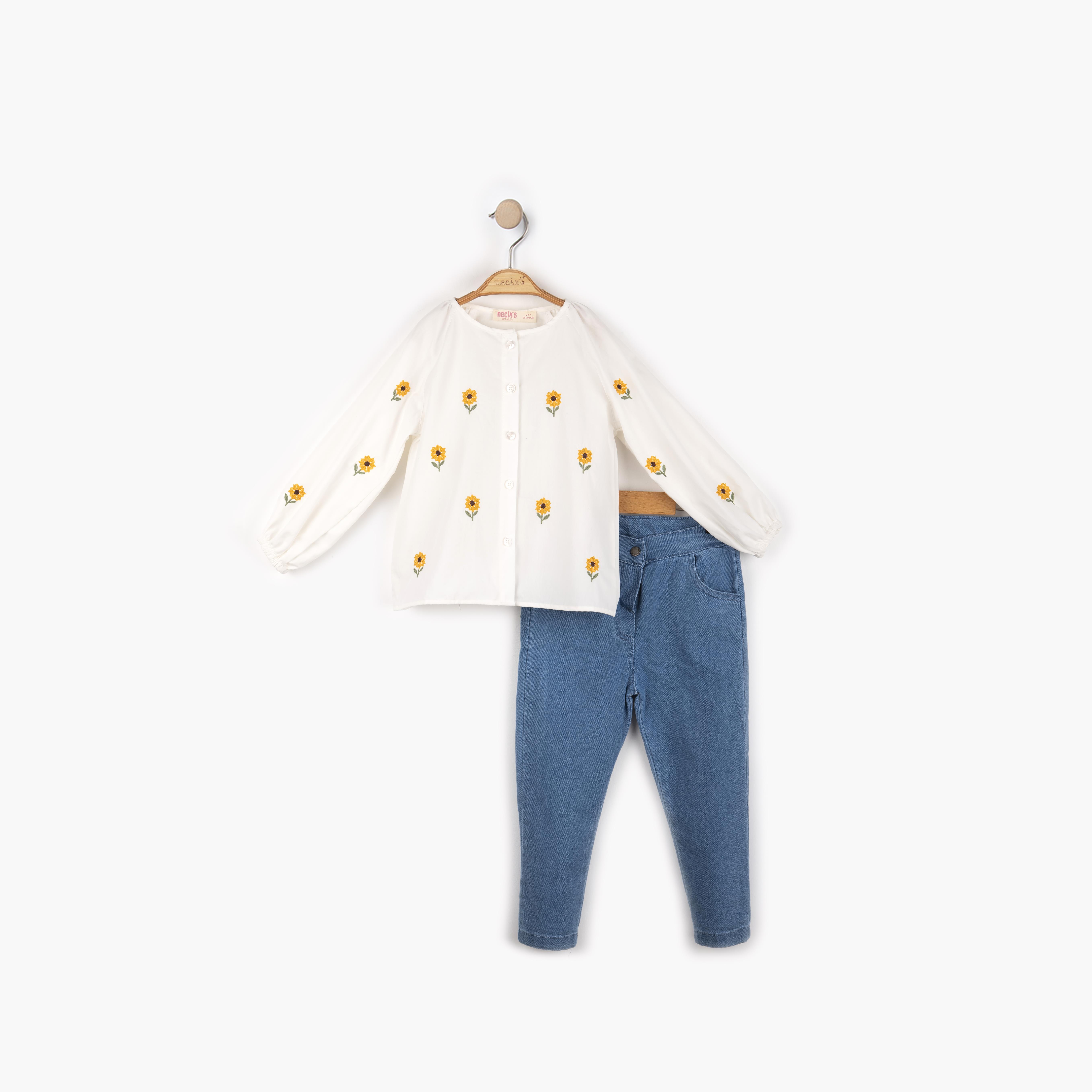 Çiçek Baskılı Kız Çocuk İkii Takım