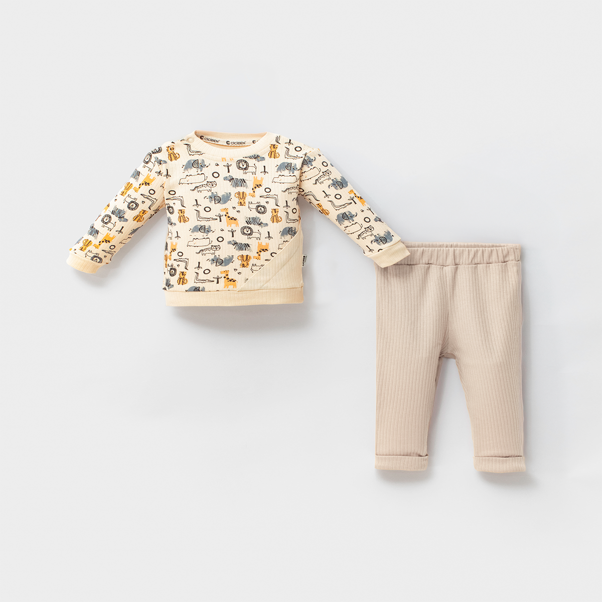 CİCİBEN HAYVAN FİGÜRLÜ RAPORLU ERKEK BEBEK 2 Lİ TAKIM