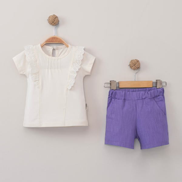 CİCİBEN KIZ BEBEK OMUZLARI GÜPÜRLÜ  TAKIM 6-24 M