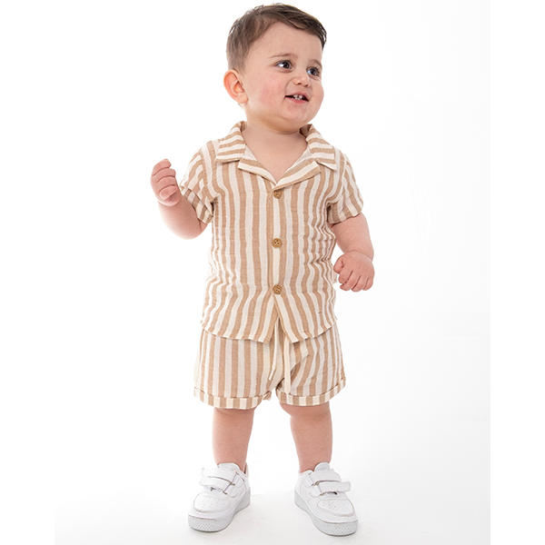 ÇOJUXS  ERKEK BEBEK ÇİZGİLİ MÜSLİN 2 Lİ TAKIM
