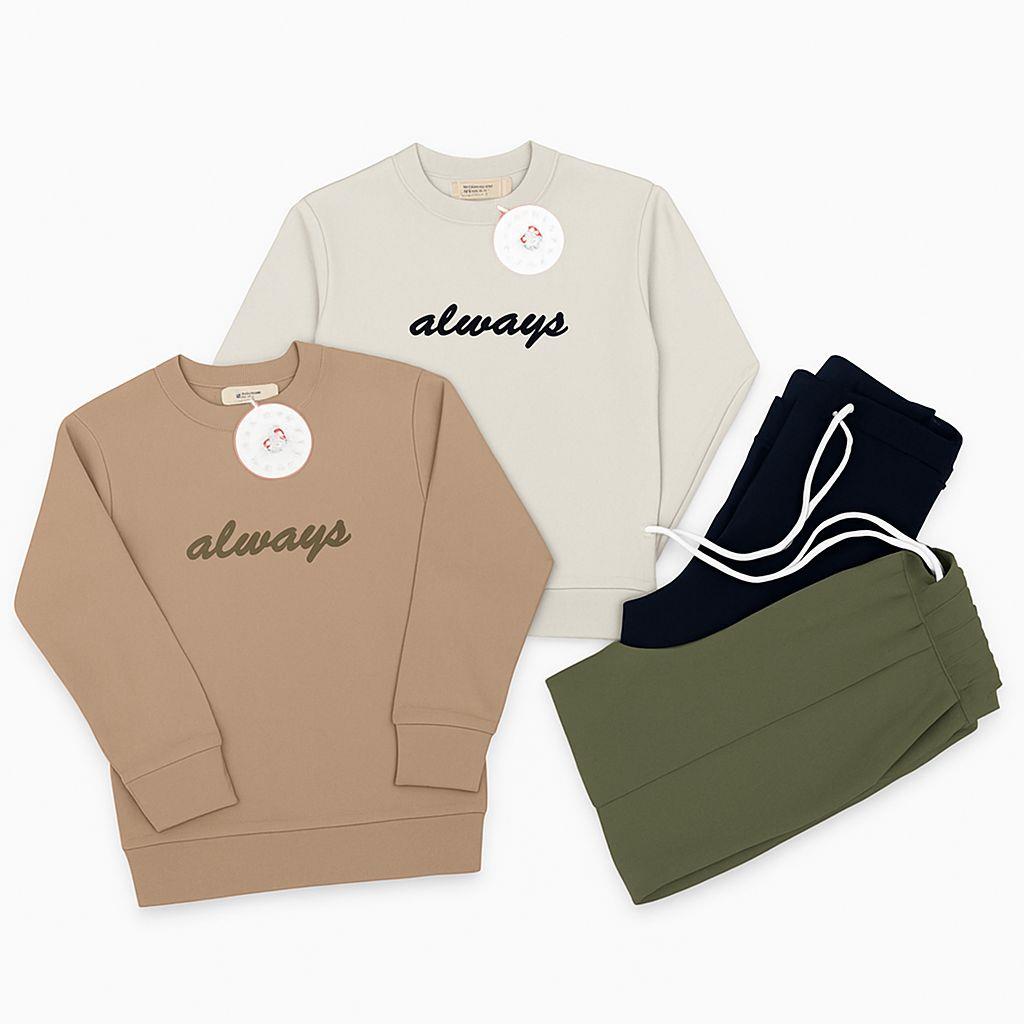 DIGIDIK ALWAYS YAZI BASKILI SWEATSHİRT ERKEK ÇOCUK 2 Lİ TAKIM 3-6 YAŞ