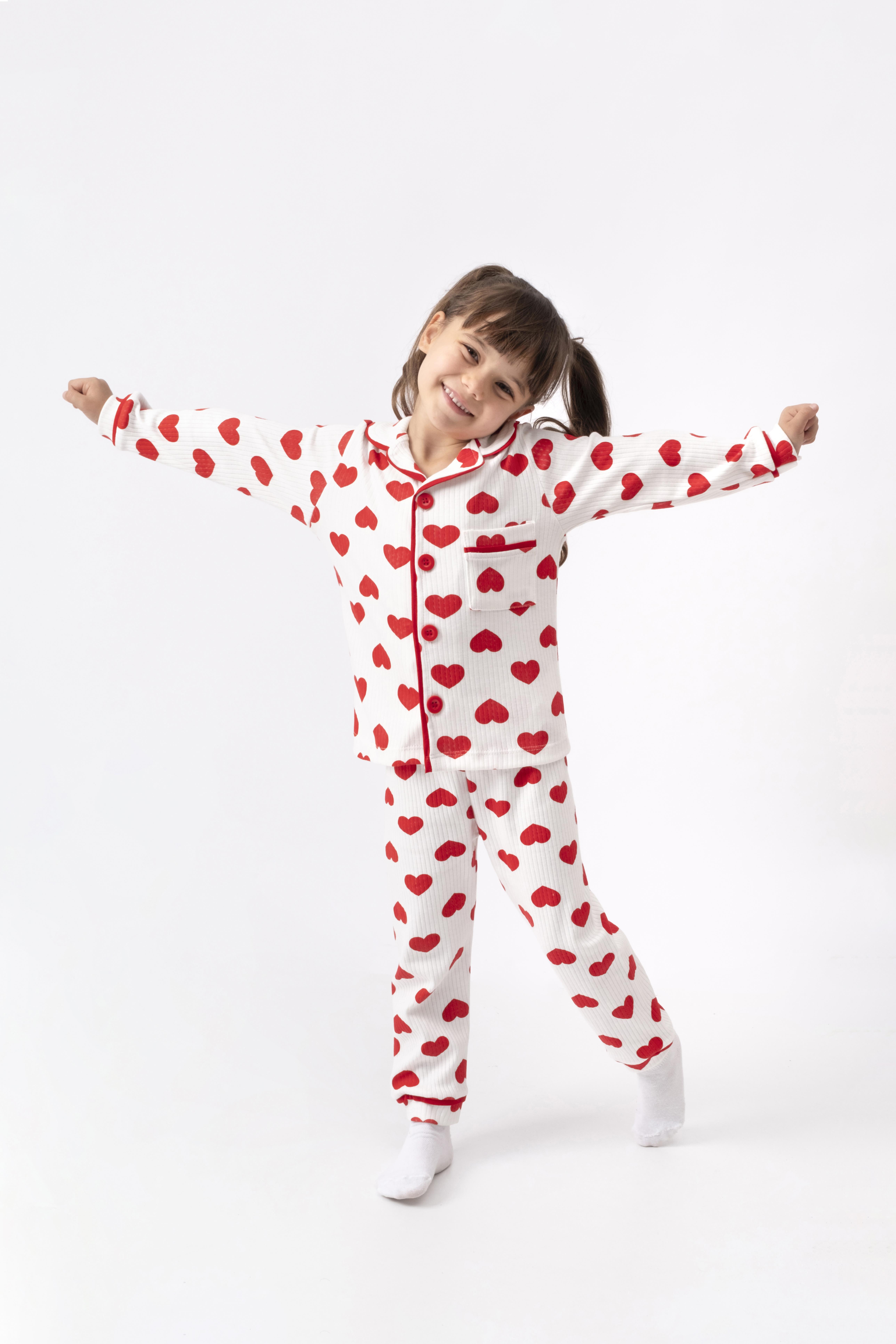 DOLAŞ KİDS BÜYÜK KALP BASKILI 2-6 Y PİJAMA TAKIMI