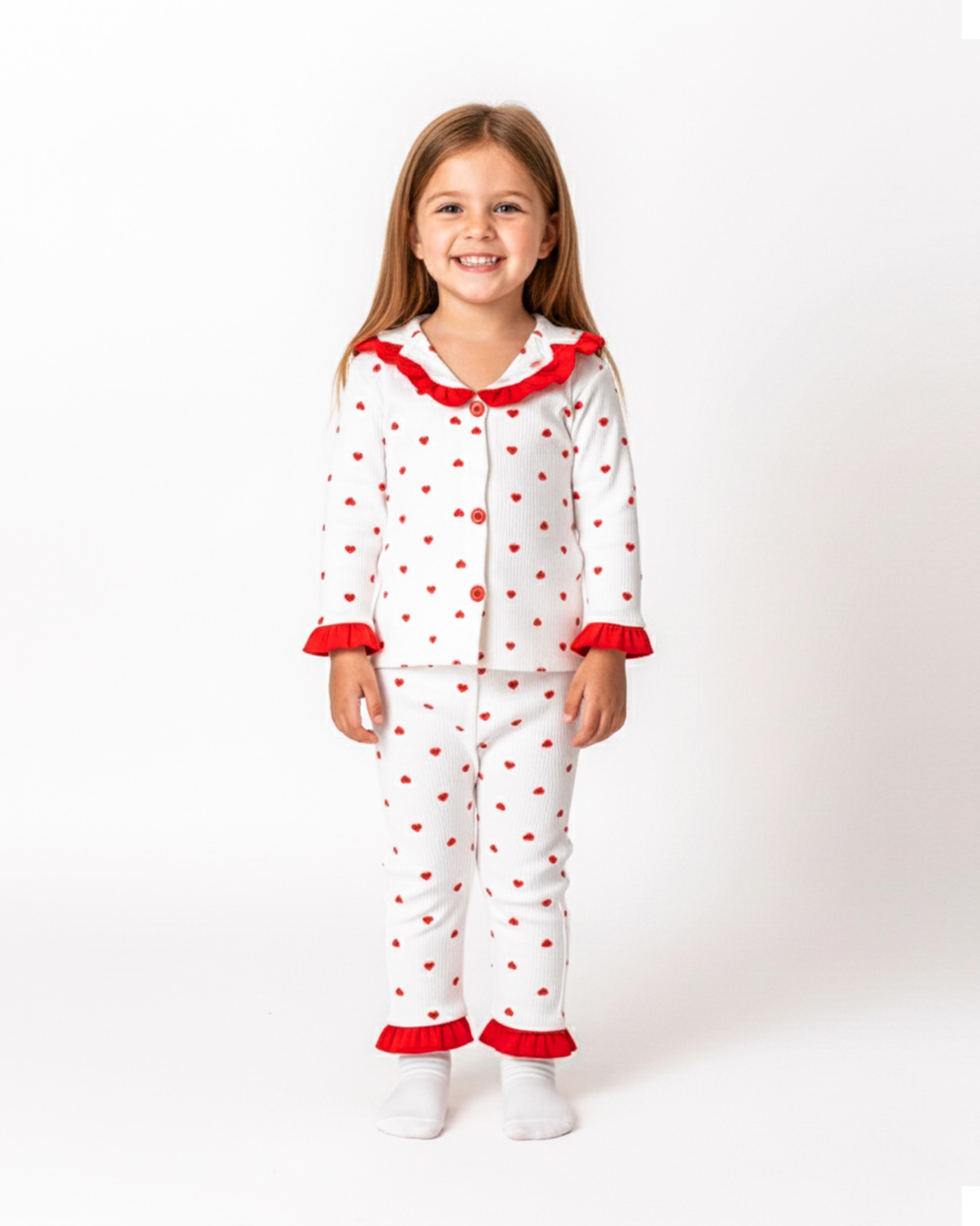 DOLAŞ KİDS KALP BASKILI KIZ ÇOCUK PİJAMATAKIMI