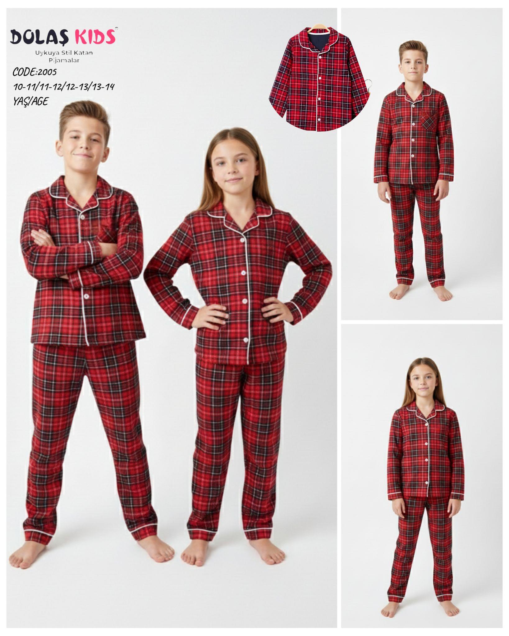 DOLAŞ KİDS UNİSEX ÇOCUK EKOSE DESENLİ PİJAMA TAKIMI