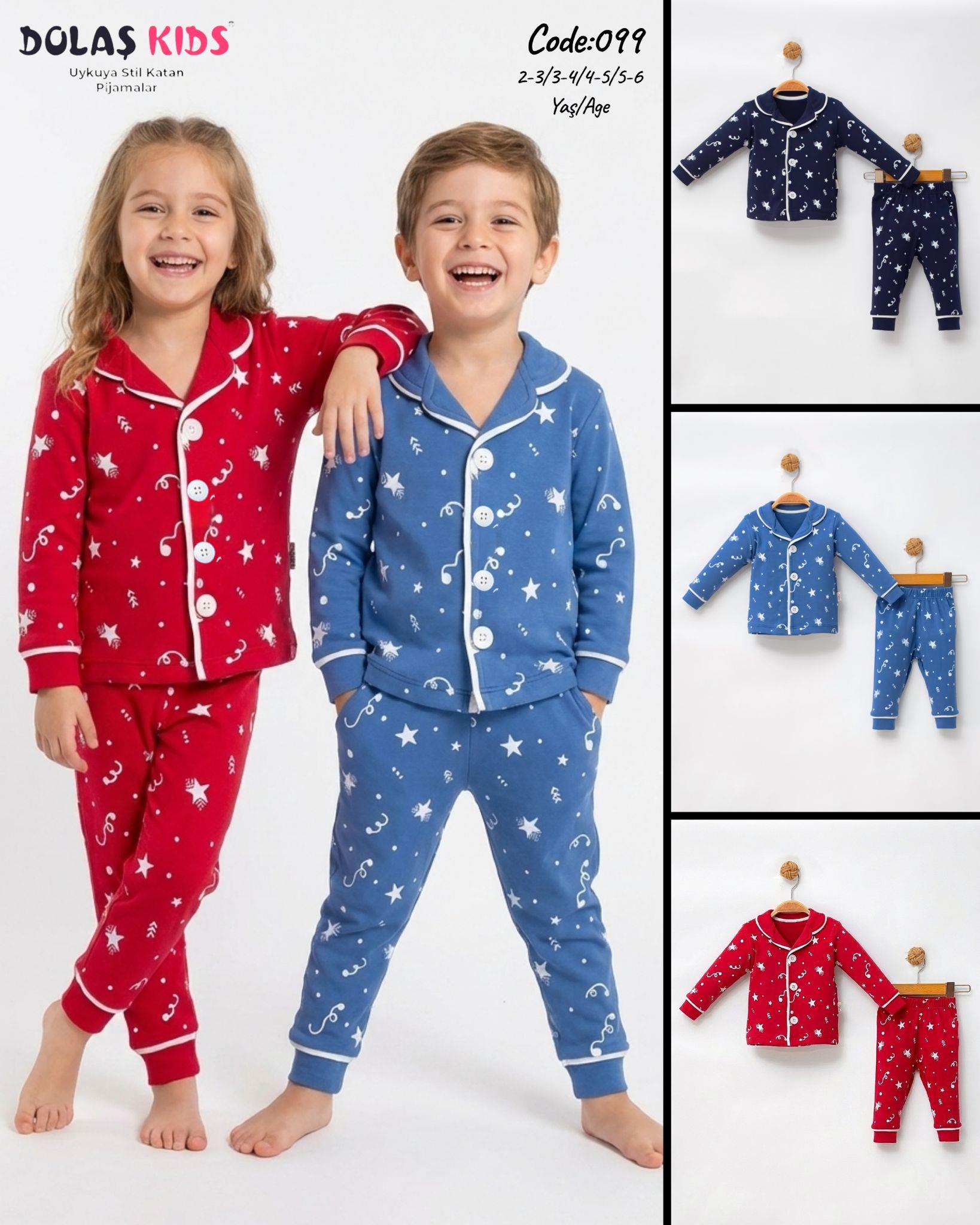 DOLAŞ KİDS YILDIZ BASKILI ERKEK ÇOCUK  PİJAMA TAKIMI