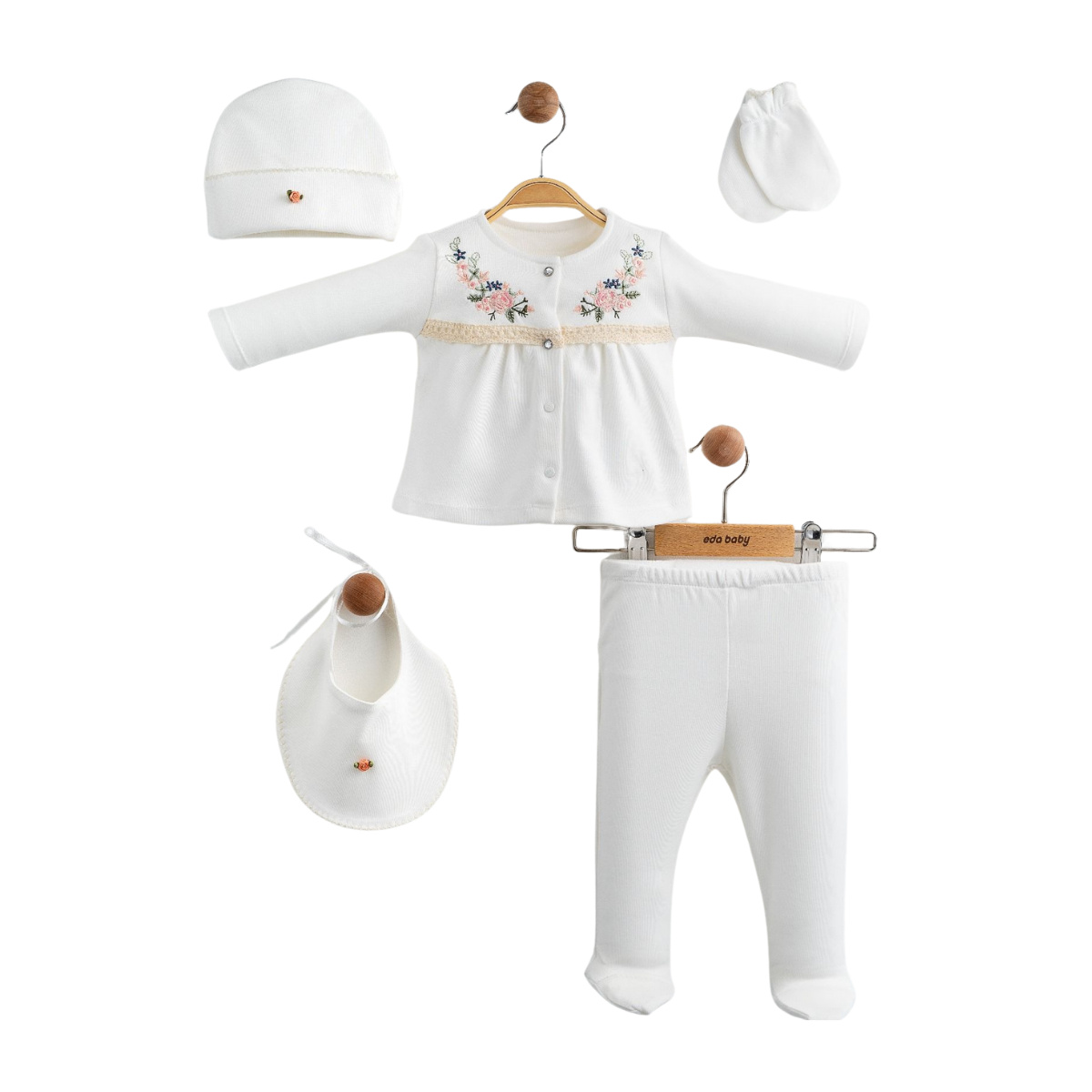 EDA BABY ORTANCA DESENLİ KIZ BEBEK 5 Lİ SET