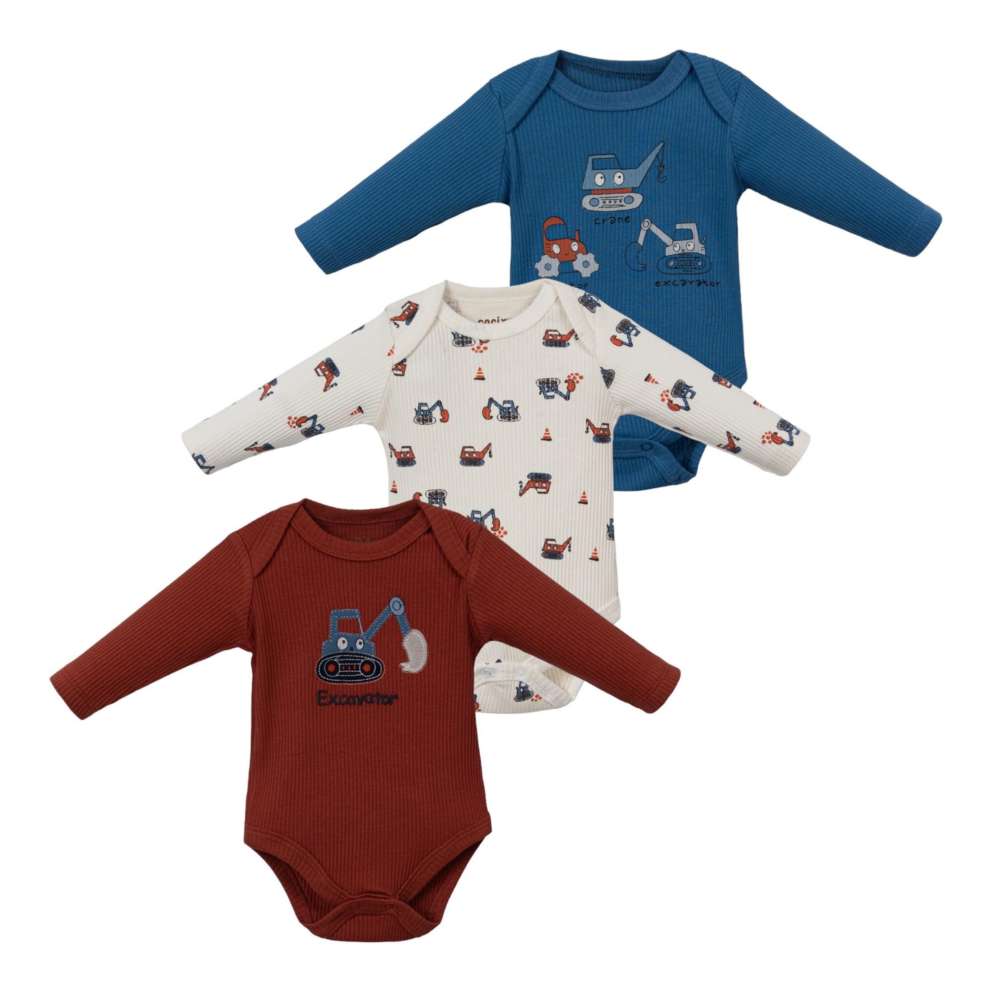 Excavator Erkek Bebek Üçlü Body