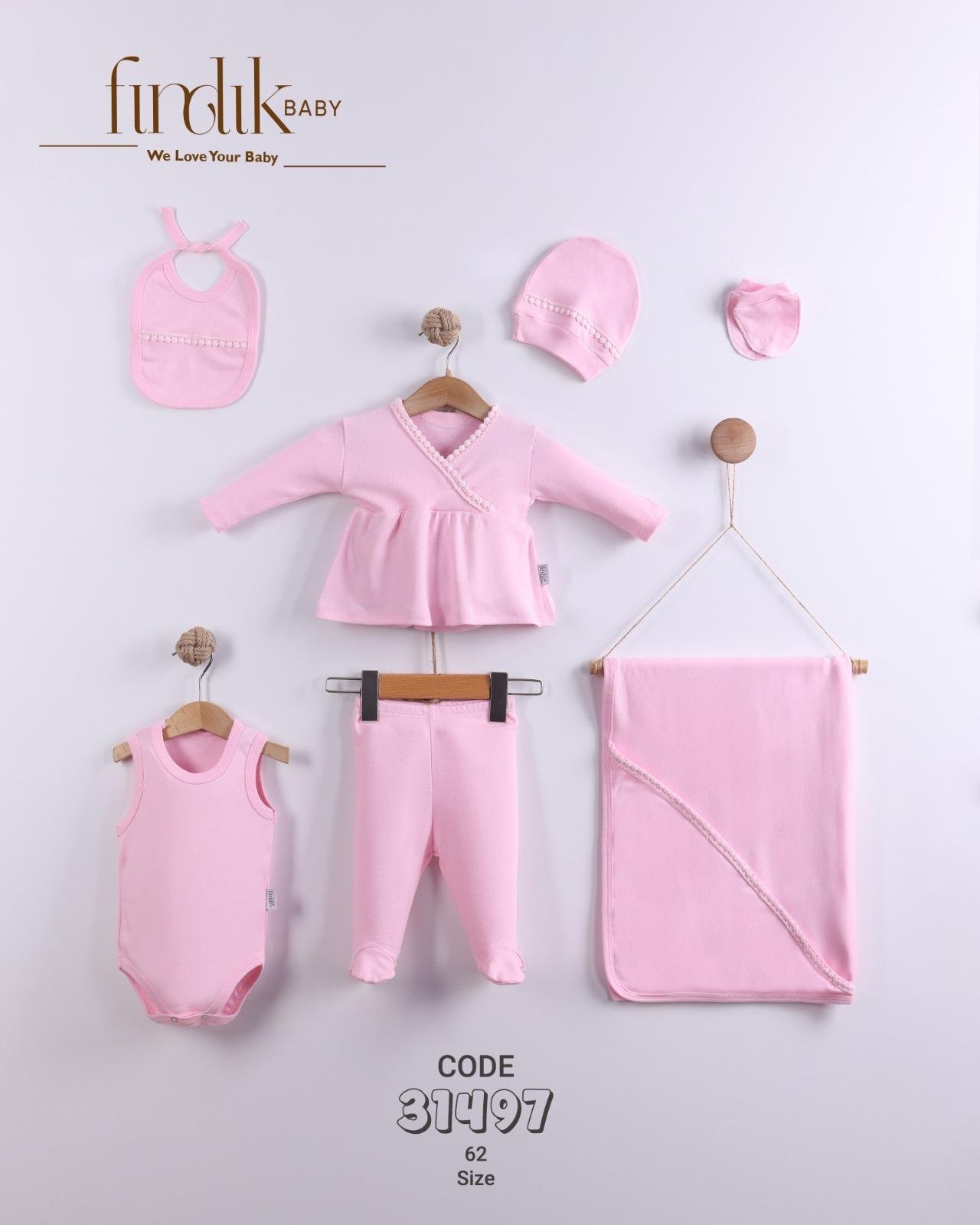 FINDIK BABY KIZ BEBEK ŞERİT DETAYLI 7 Lİ ZIBIN TAKIMI
