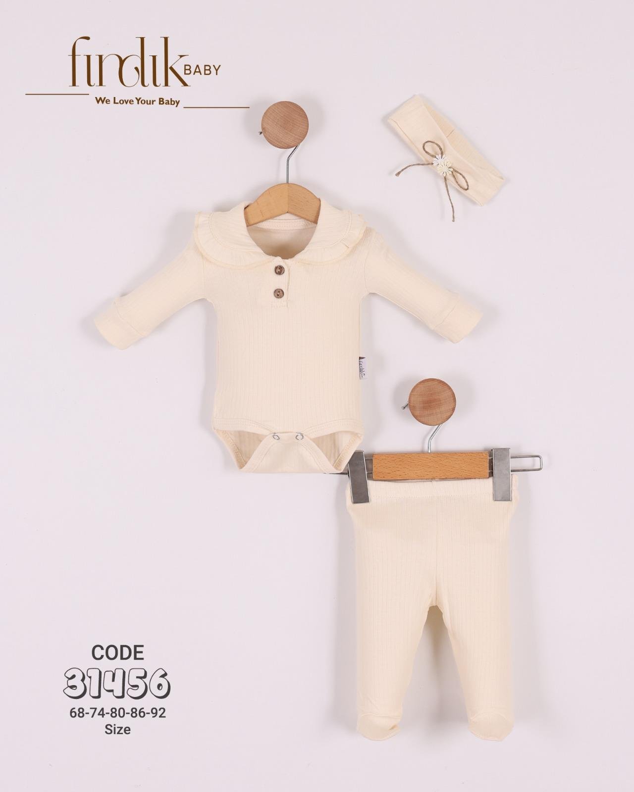 FINDIK BABY KIZ BEBEK YAKALI 3 LÜ TAKIM