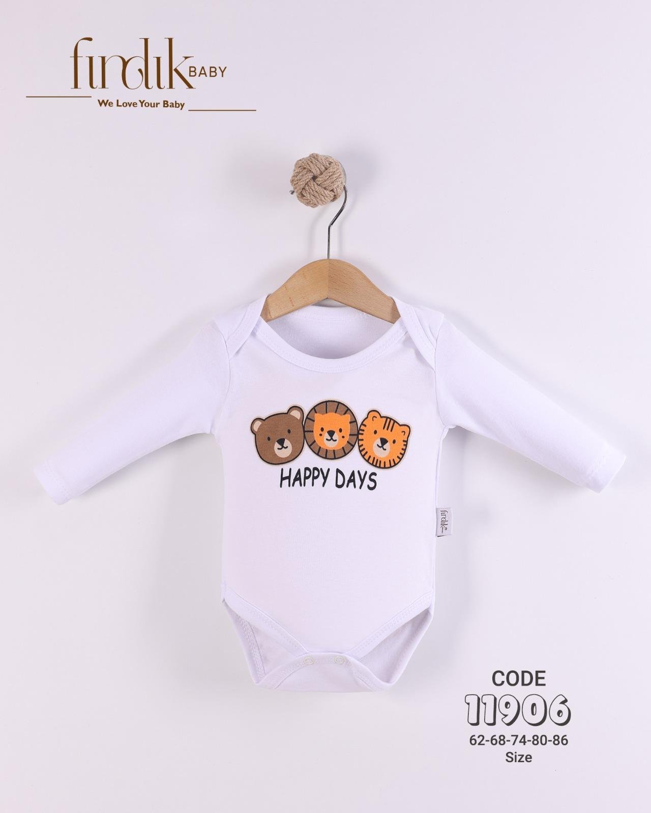 FINDIK BABY UNİSEX BEBEK AYICIK BASKILI BODY