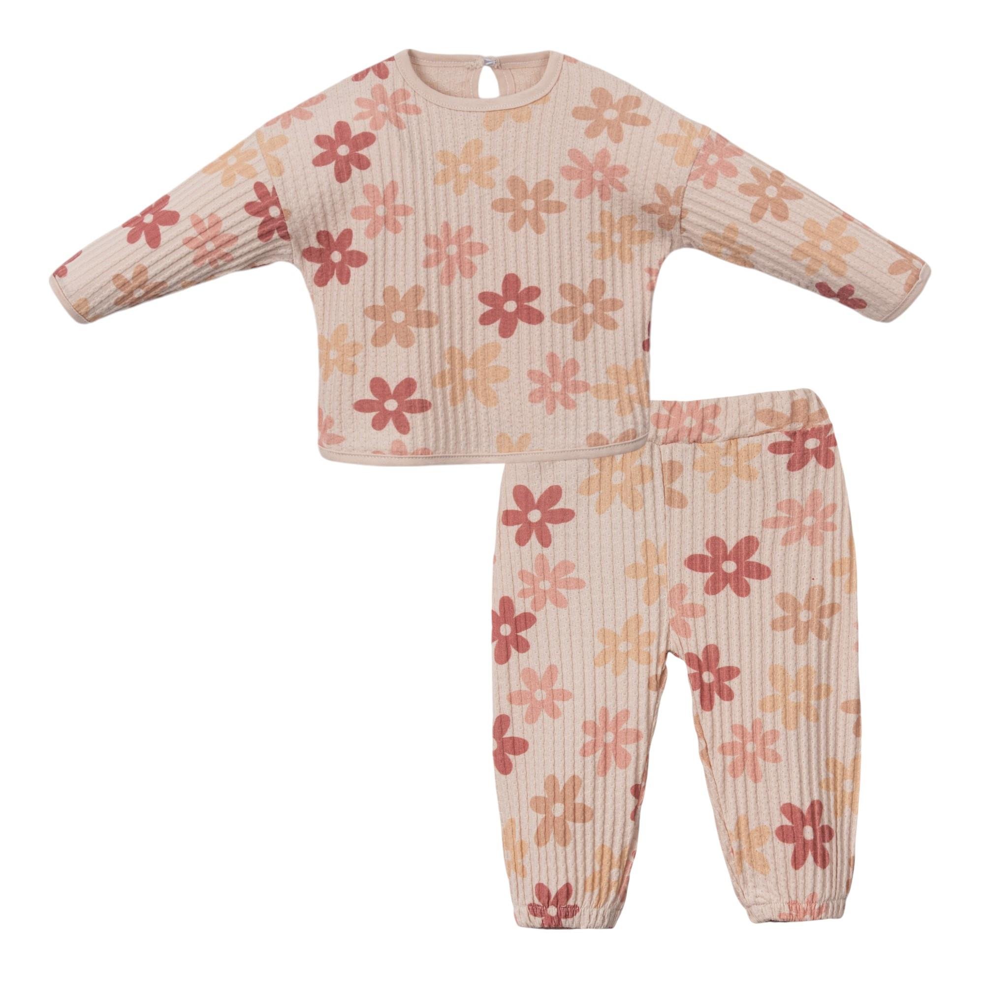 Furuna Çiçek Baskılı Kız Bebek İkili Takım
