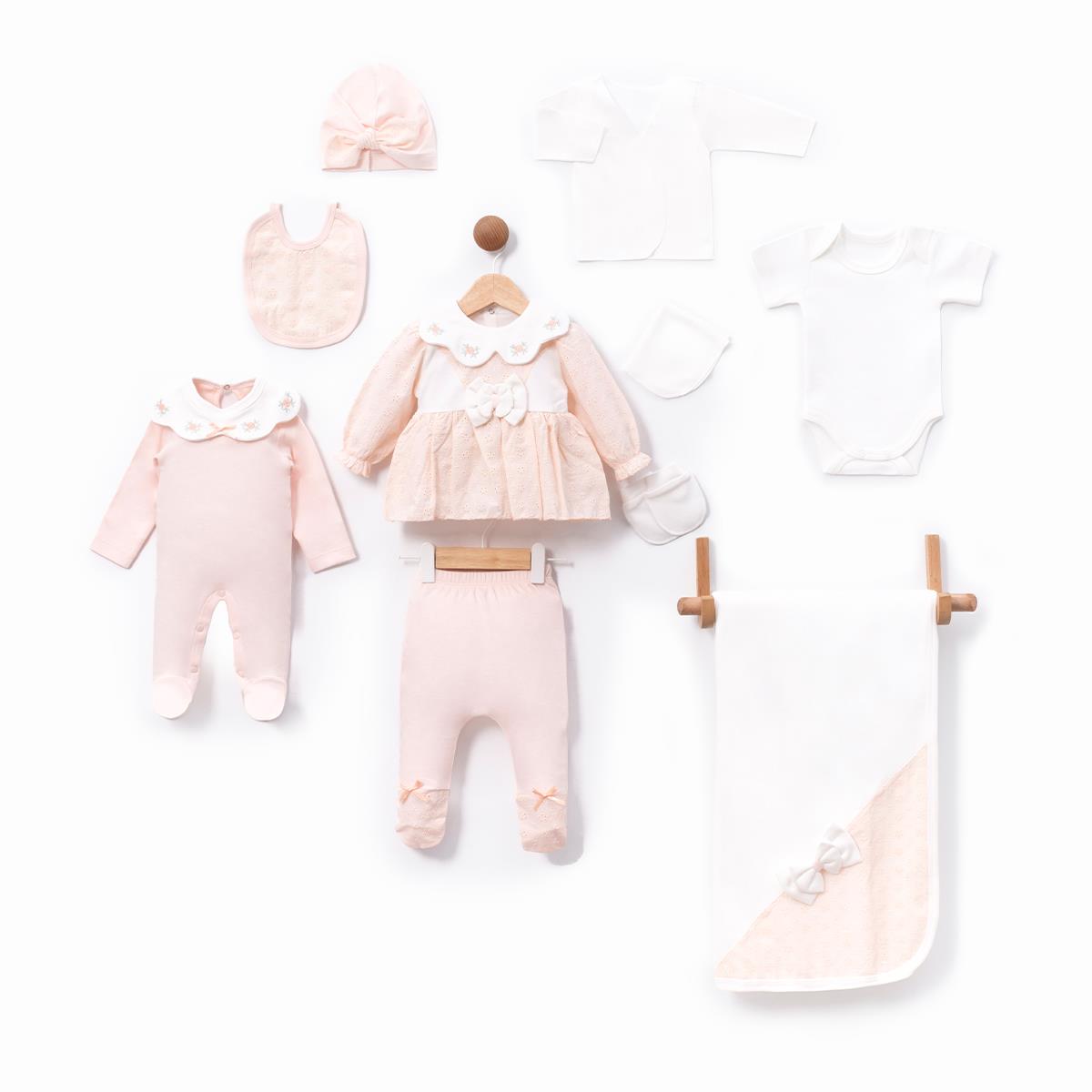 Güpürlü Kız Bebek Onlu Hastane Çıkış Seti