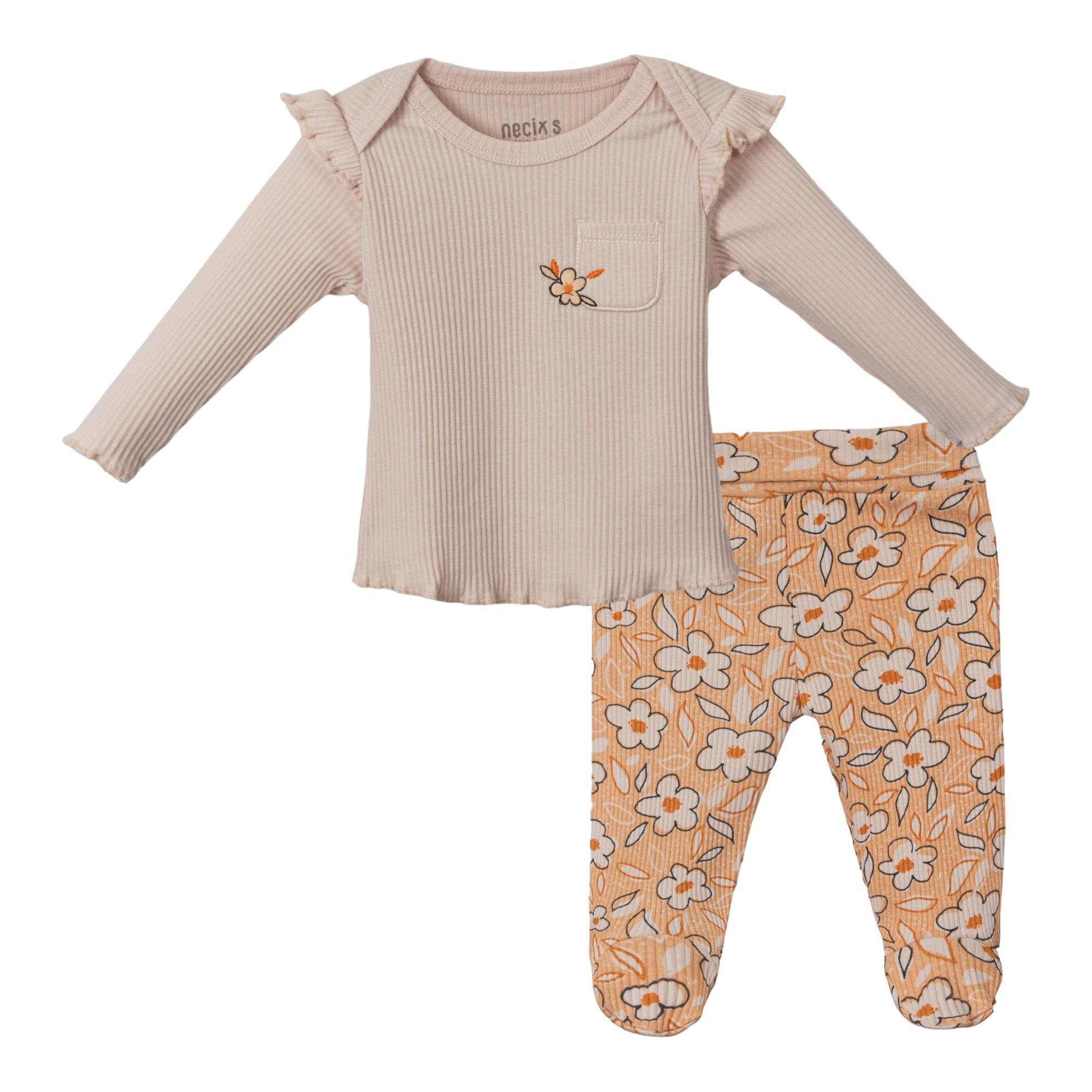 Hana Çiçek Figürlü Patikli Kız Bebek İkili Takımı