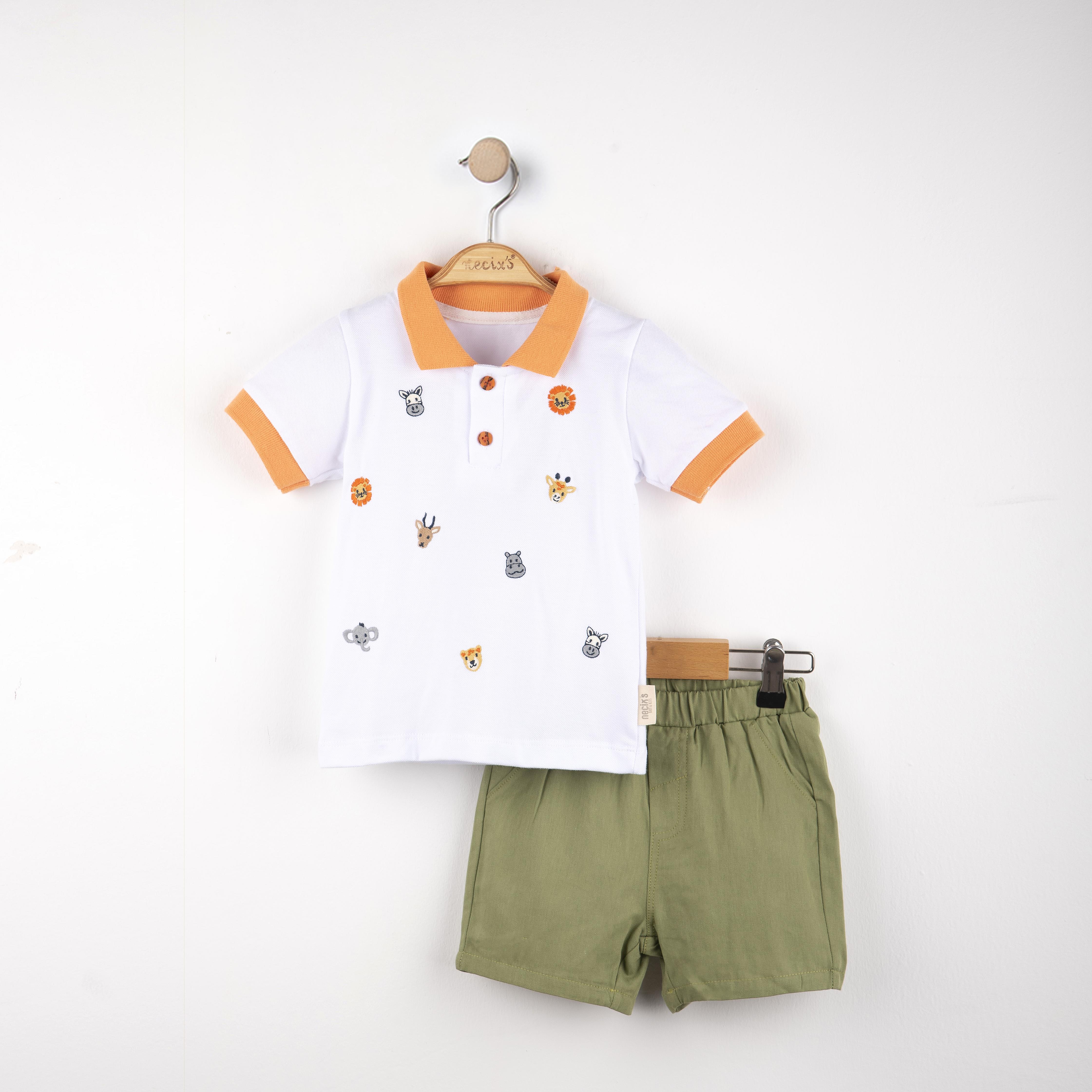 Hayvan Baskılı Erkek Bebek İkili Takım